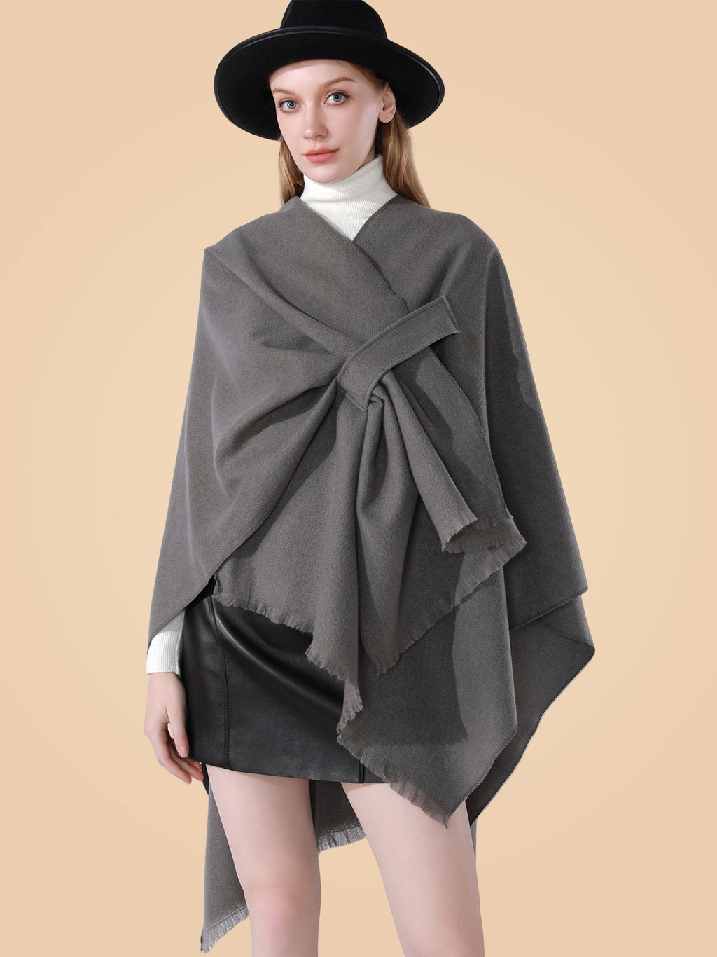 Châle grande taille, coupe oversize, toucher moelleux, chaleur d'hiver, gros plan