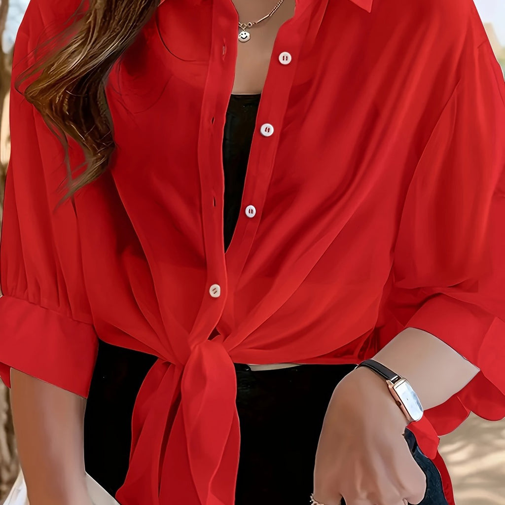 Blouse grande taille en soie, tombé fluide — composition : 75% Polyester, 25% Polyamide