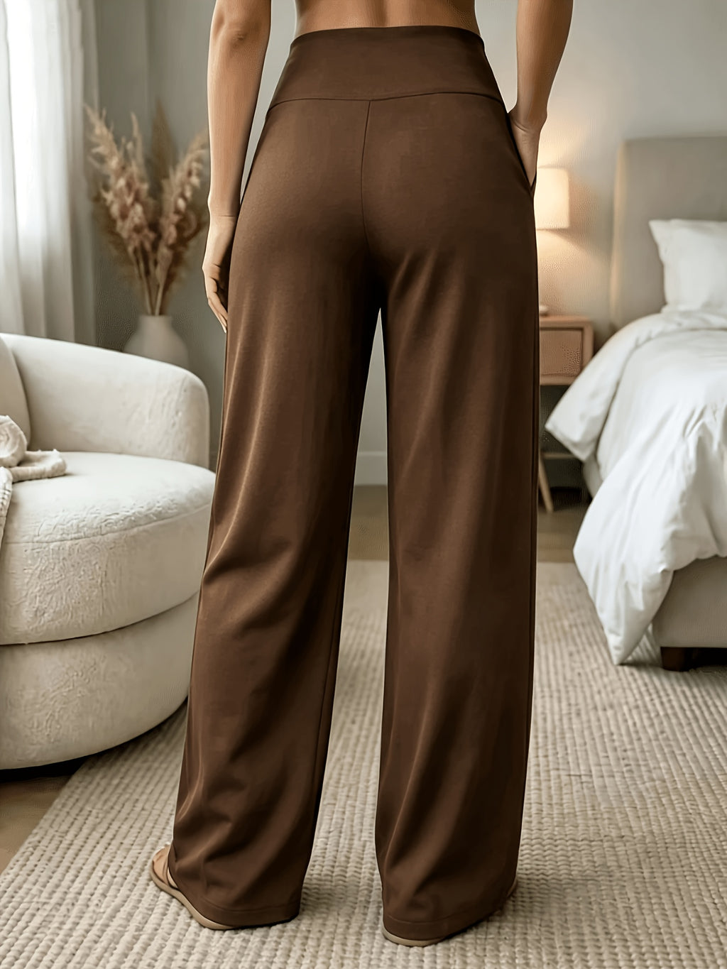 Pantalon droit grande taille — Ceinture galbée quatre teintes