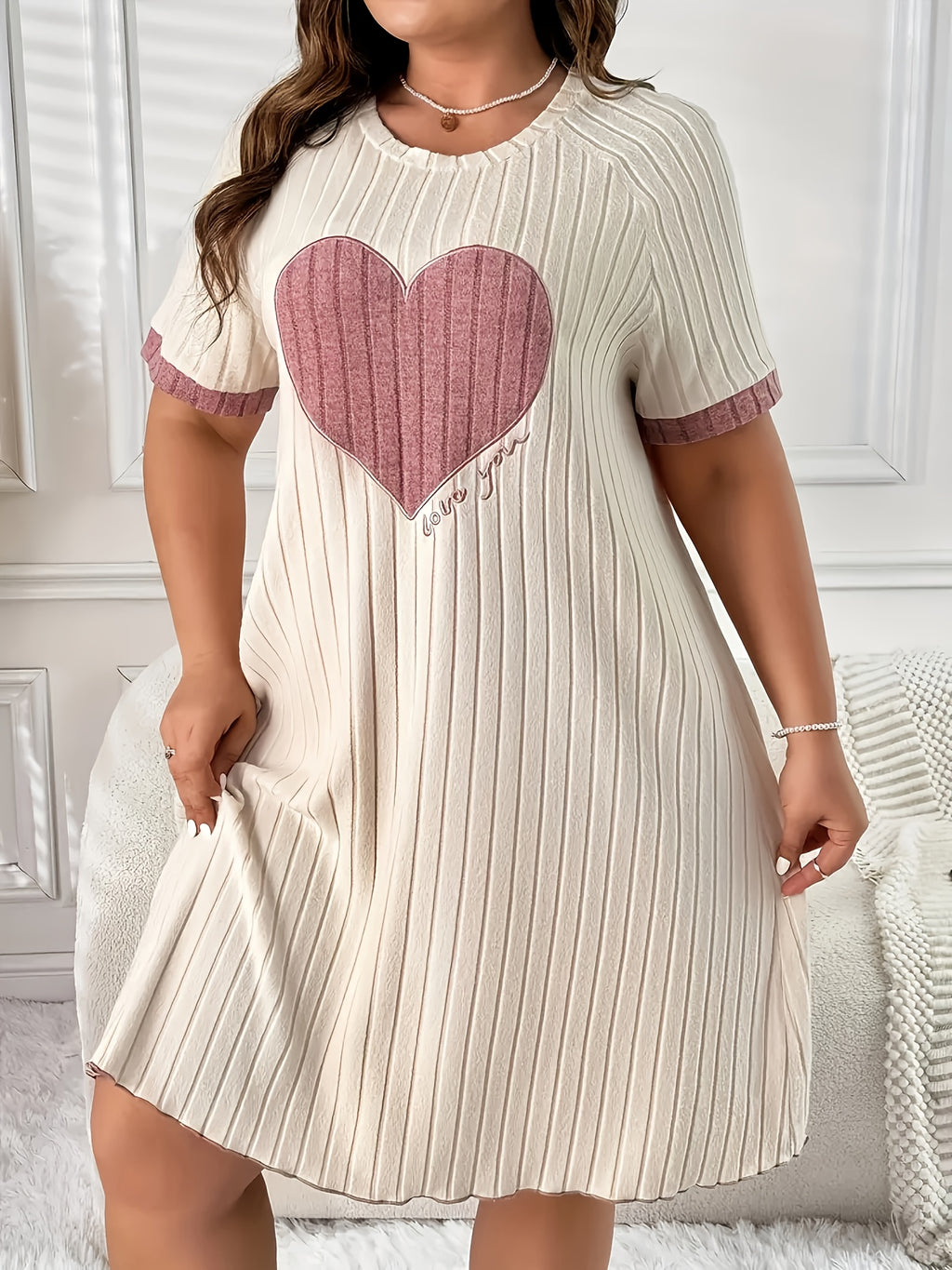 Chemise de grande taille, lot de 2 à cœur appliqué