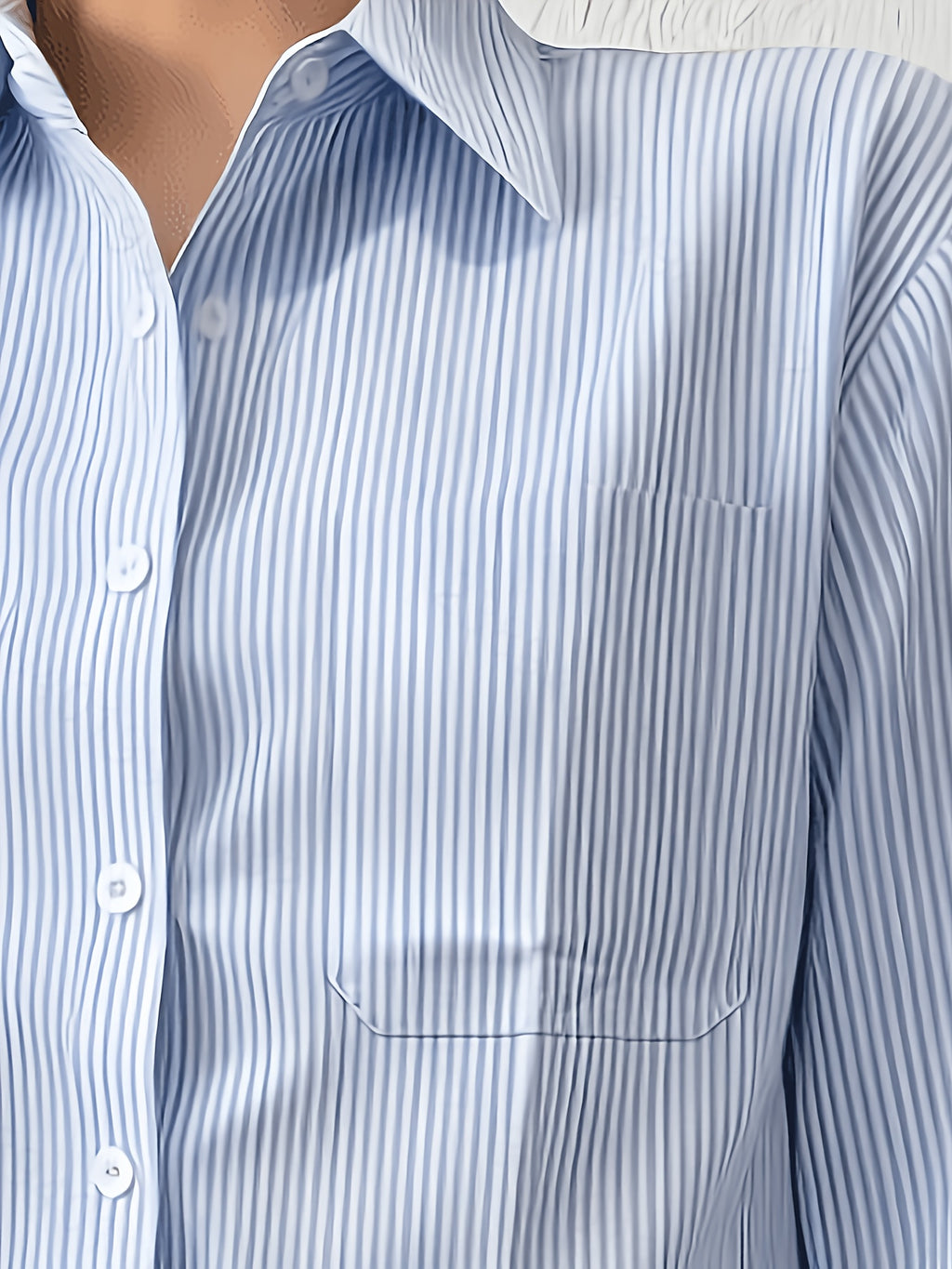 Chemise grande taille à rayures, coupe oversize, col à revers, manches longues — composition : 95% Polyester, 5% Élasthanne