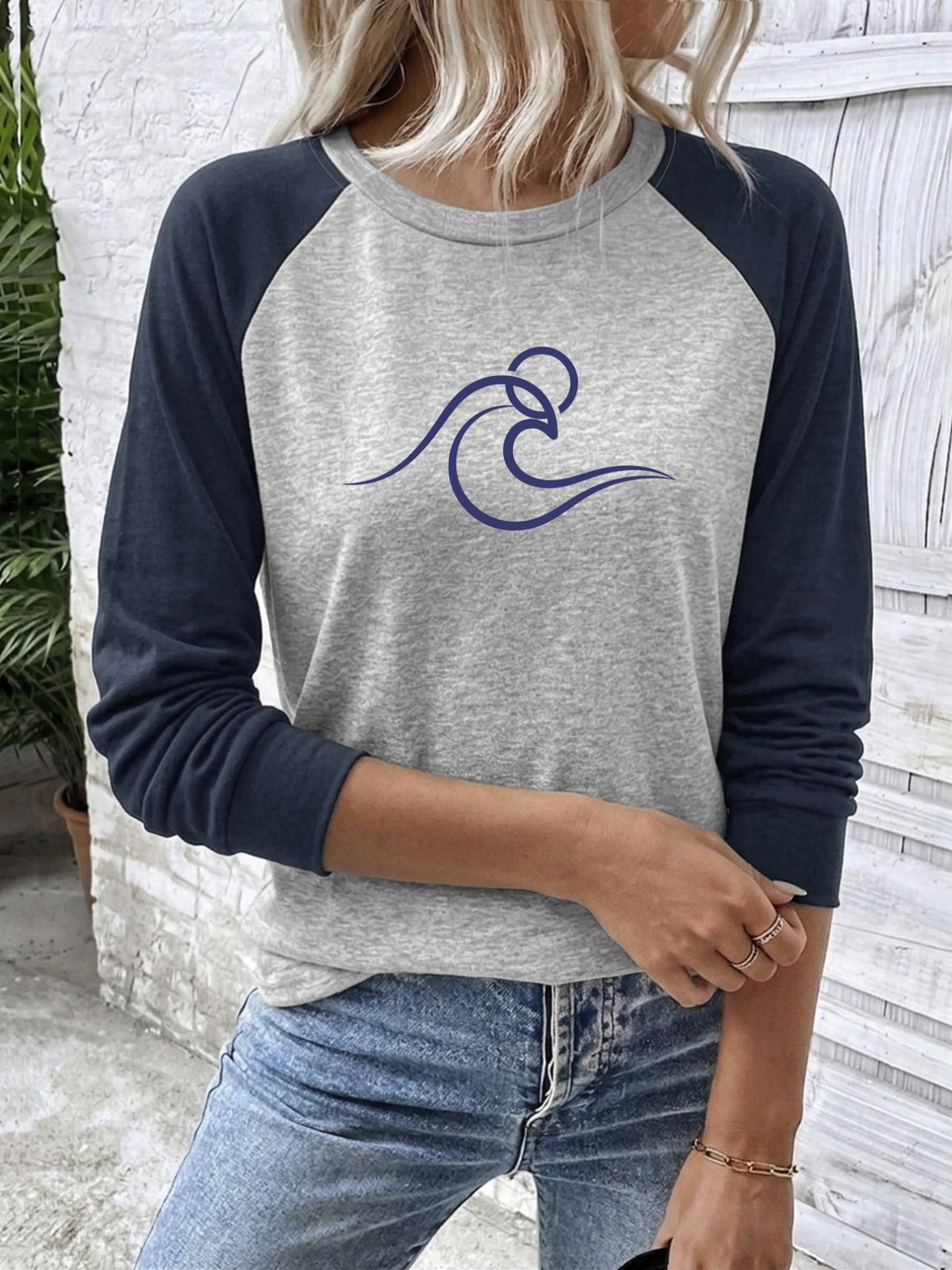 T-shirt grande taille, coupe ample, manches longues, toucher naturel