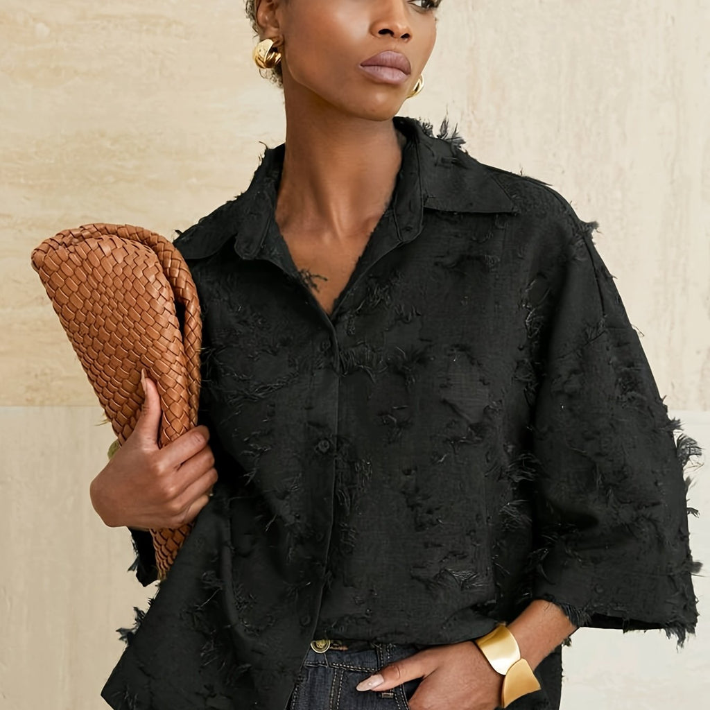 Chemise grande taille, coupe ample — matière : polyester