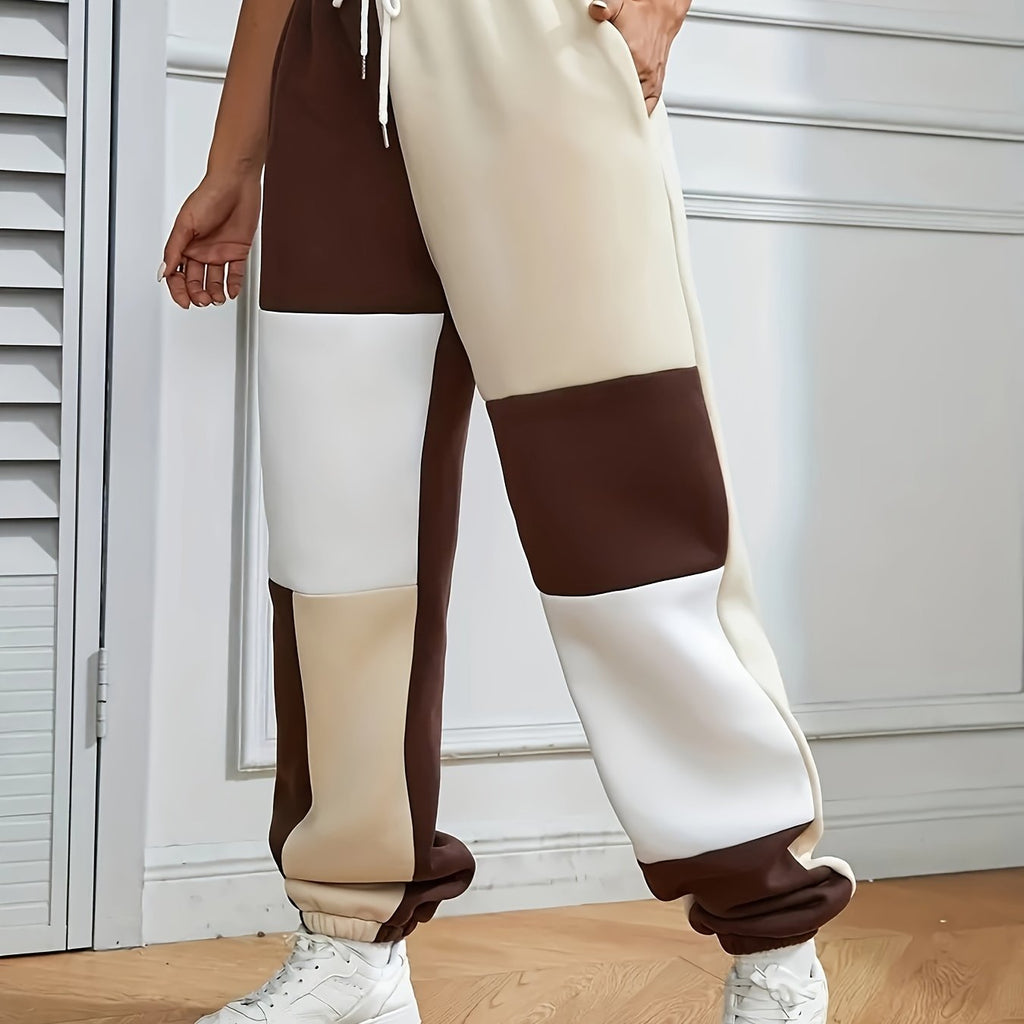 Pantalon grande taille, coupe ample, poches pratiques, chaleur d'hiver — composition : 95% Polyester, 5% Élasthanne