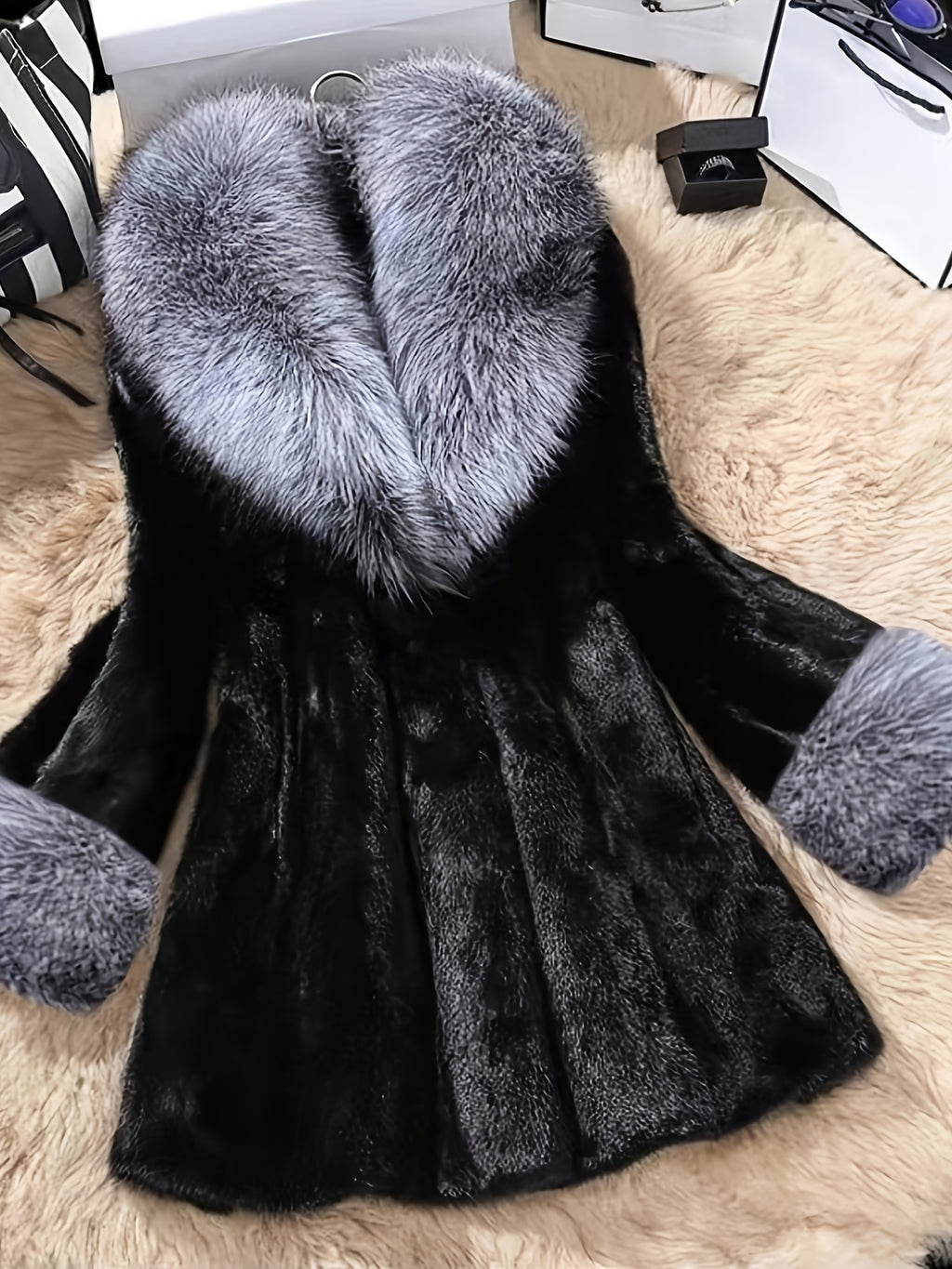 Manteau grande taille, chaleur d'hiver, longueur midi — composition : 100% Polyester