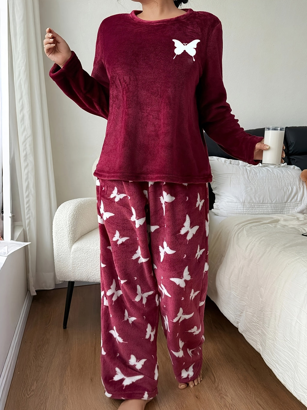 Pyjama grande taille, chaleur d'hiver, esprit décontracté, vu de dos