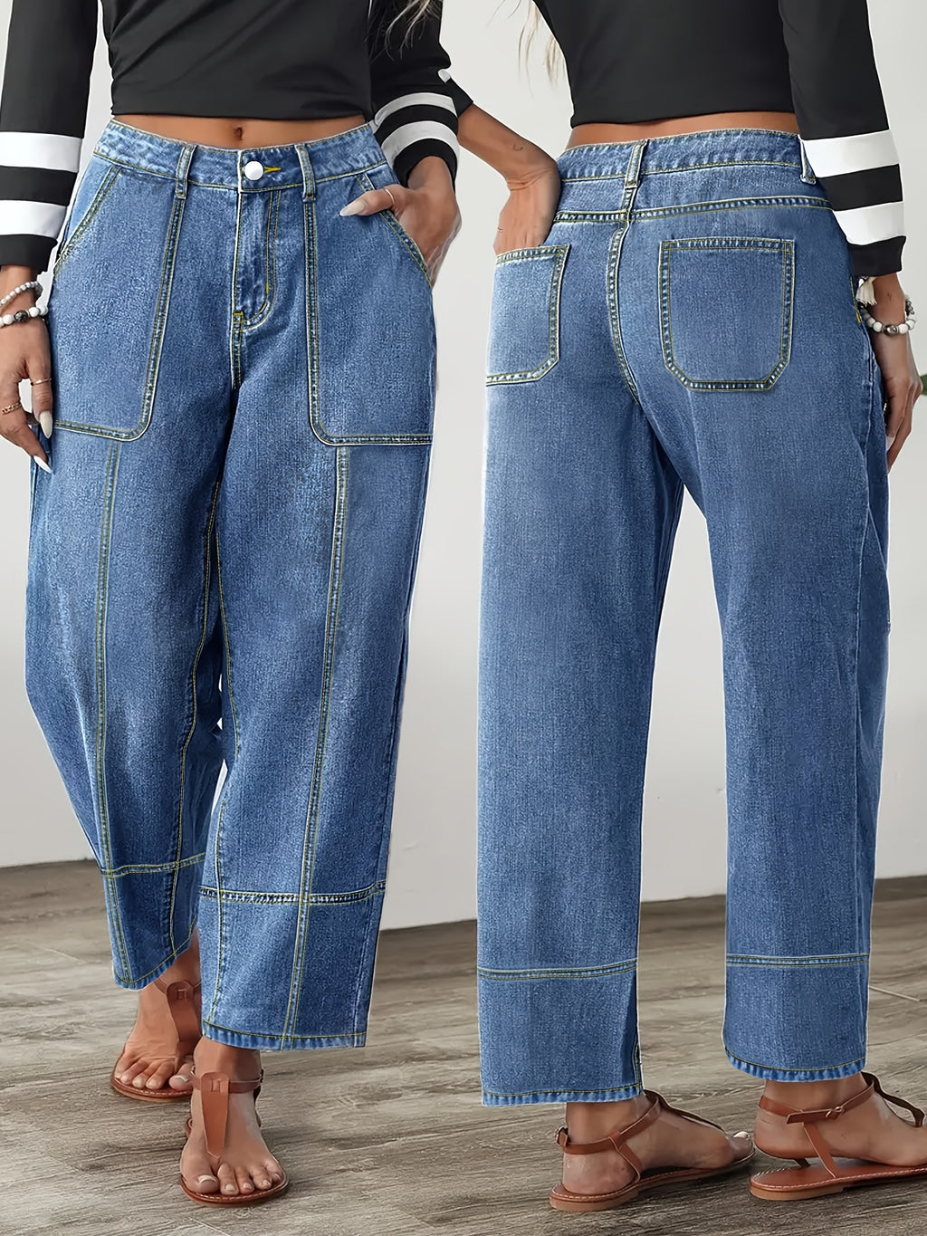 Pantalon grande taille, coupe oversize, poches pratiques, tombé fluide