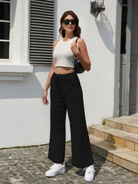 Pantalon en lin grande taille — Sept teintes, poches devant