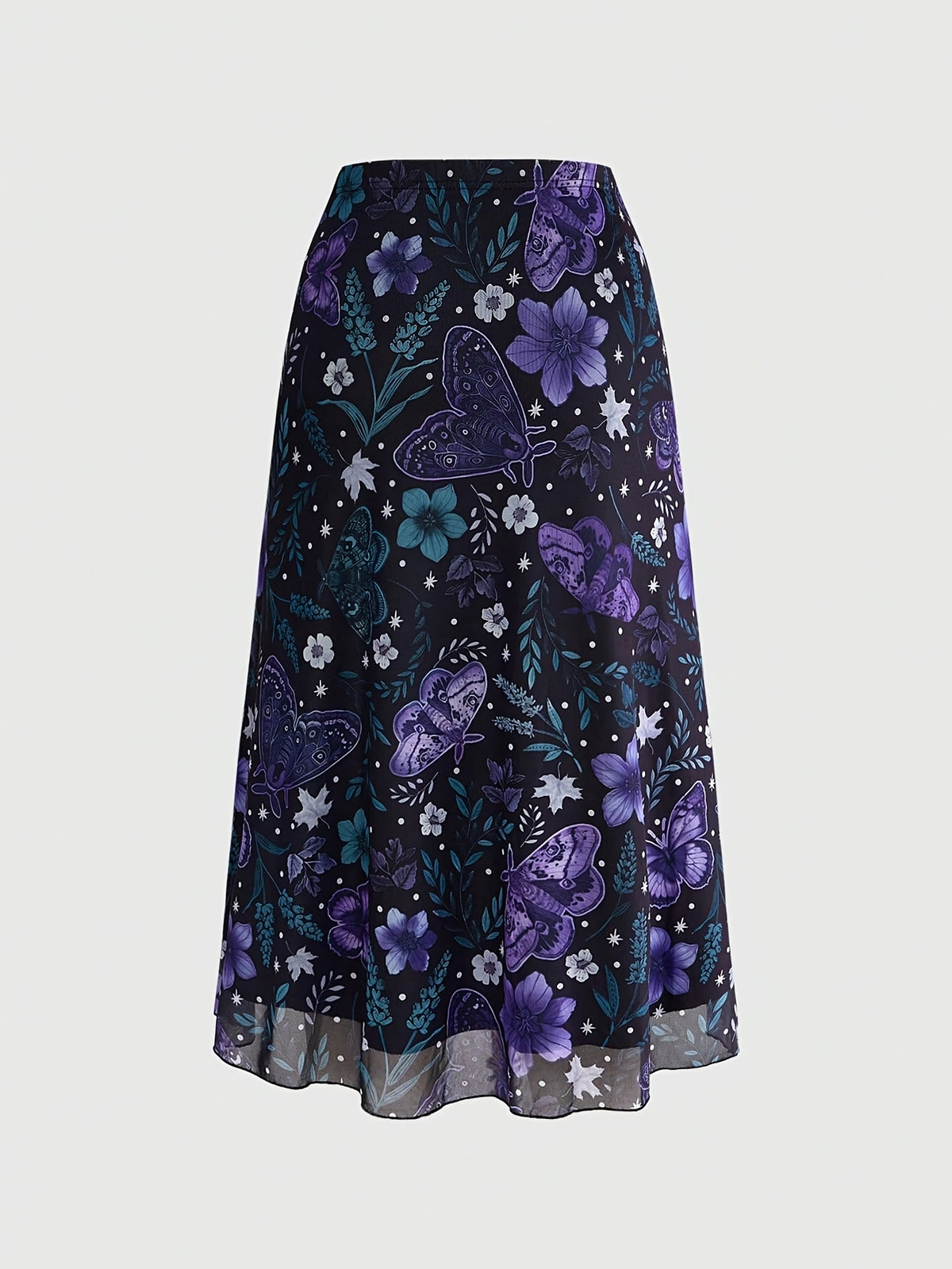Jupe grande taille à imprimé fleuri, coupe droite, imprimé floral, vu de dos
