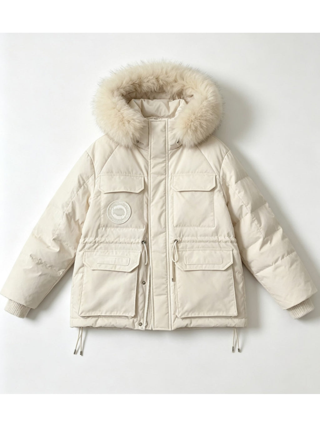 Parka grande taille, coupe ample, capuche, chaleur d'hiver, gros plan