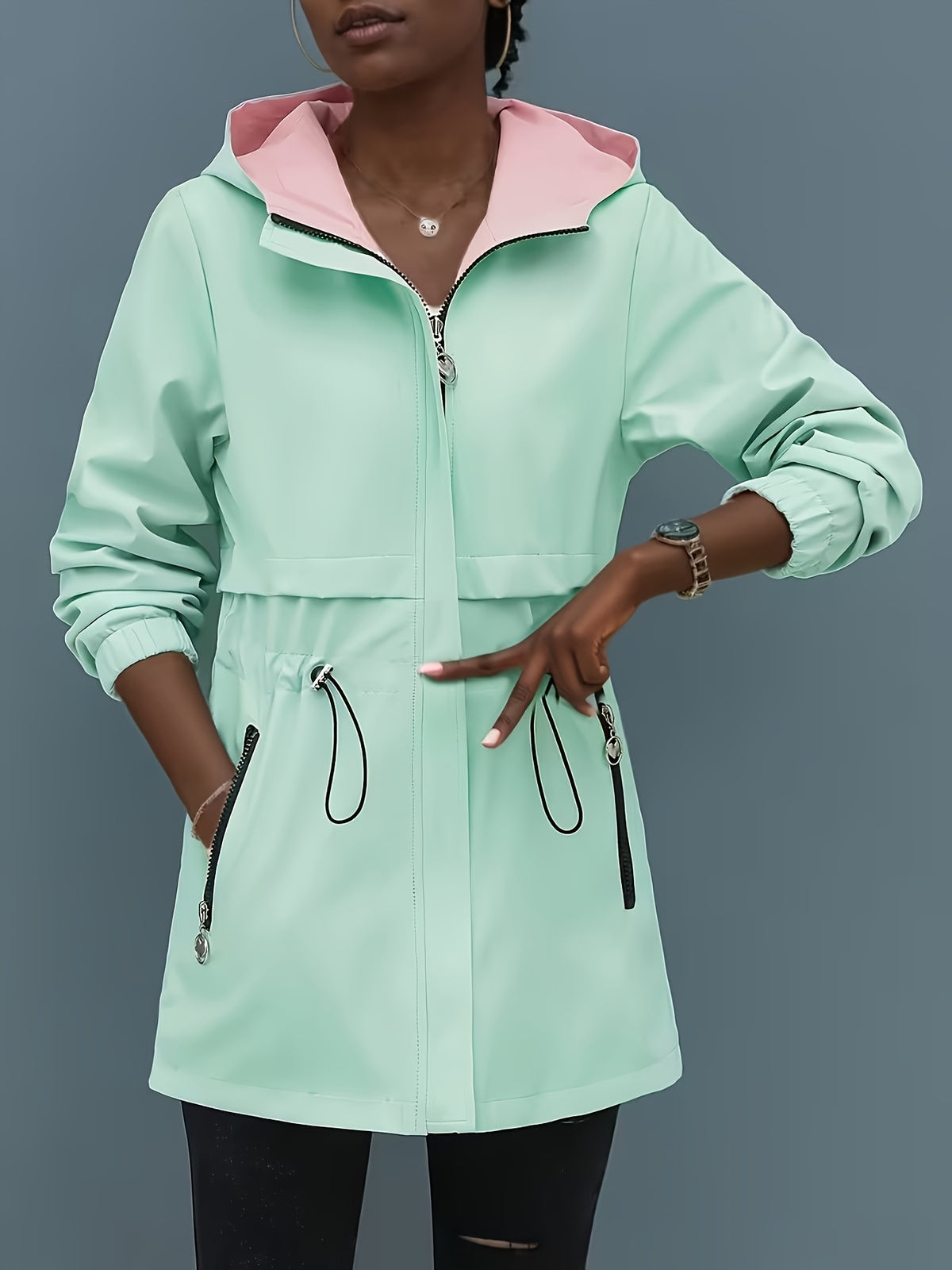 Trench grande taille, fermeture zippée — composition : 100% Polyester