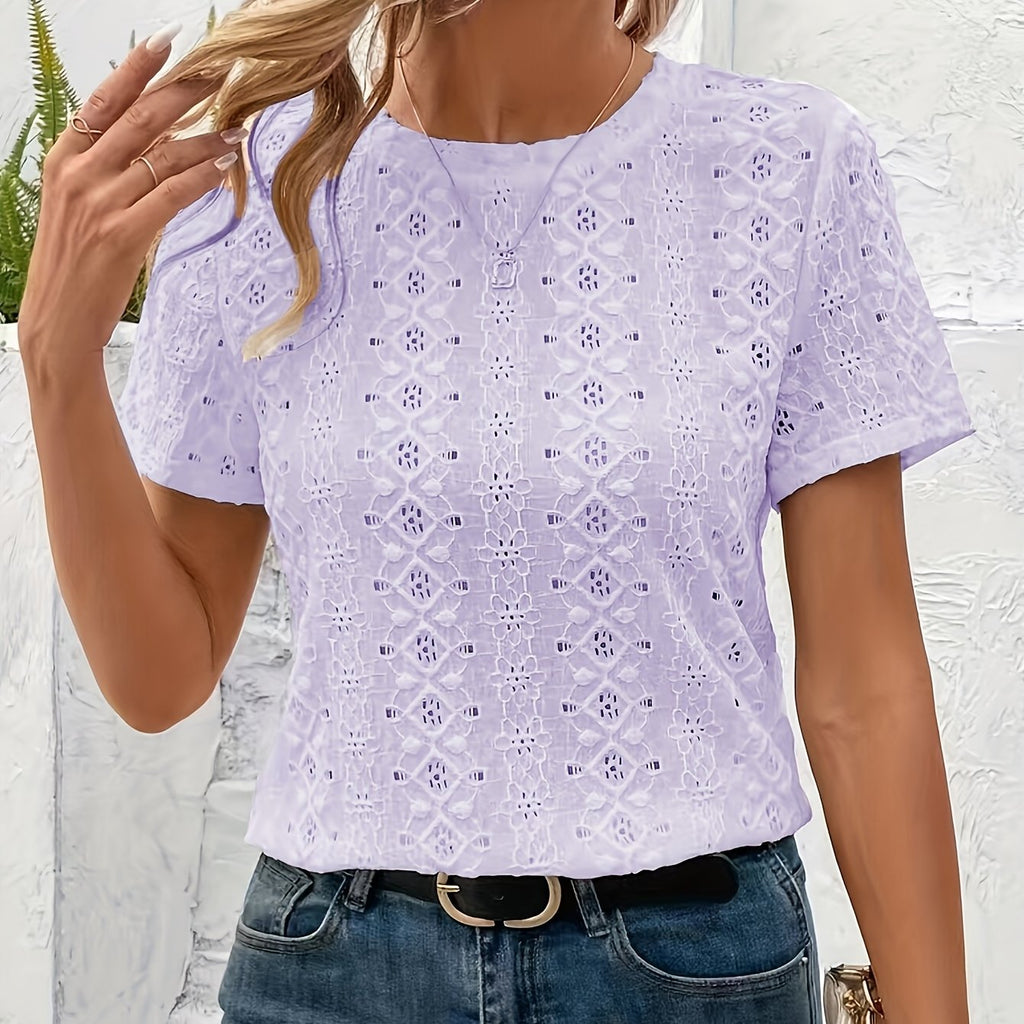 T-shirt grande taille en maille, manches courtes, maille souple, vu de dos