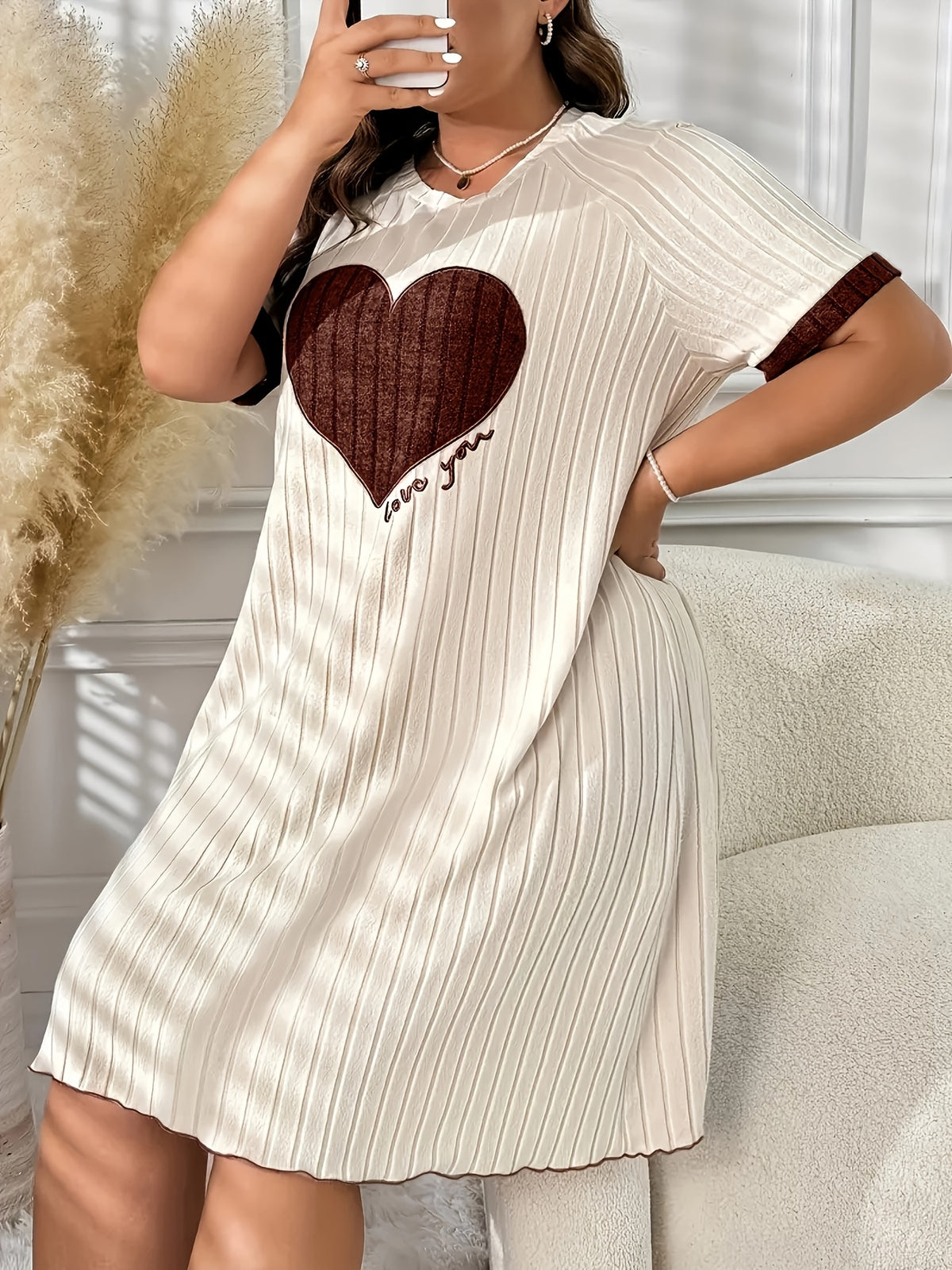 Chemise de grande taille, lot de 2 à cœur appliqué
