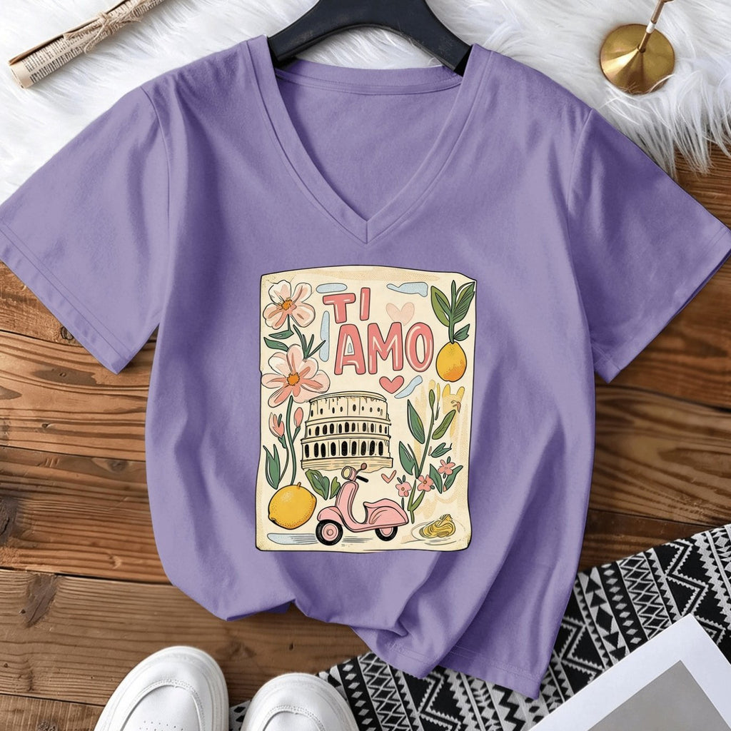 T-shirt grande taille, coupe ample, col V, manches courtes, tissu opaque