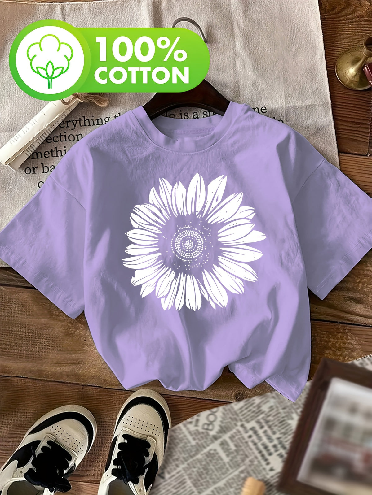 T-shirt grande taille, col rond, manches courtes, toucher naturel, visuel produit