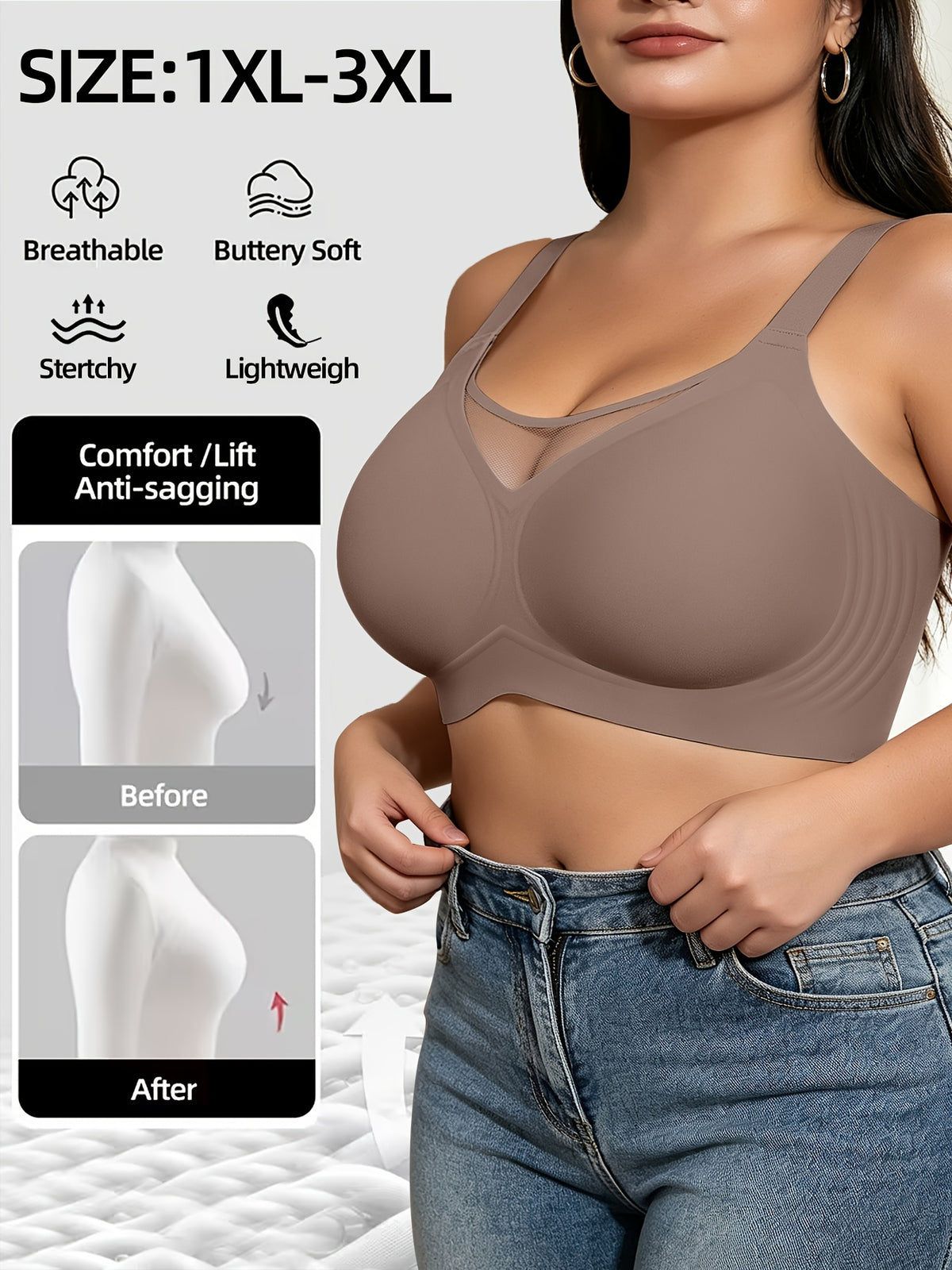 Soutien-gorge grande taille — Minimiseur à dos en U échancré