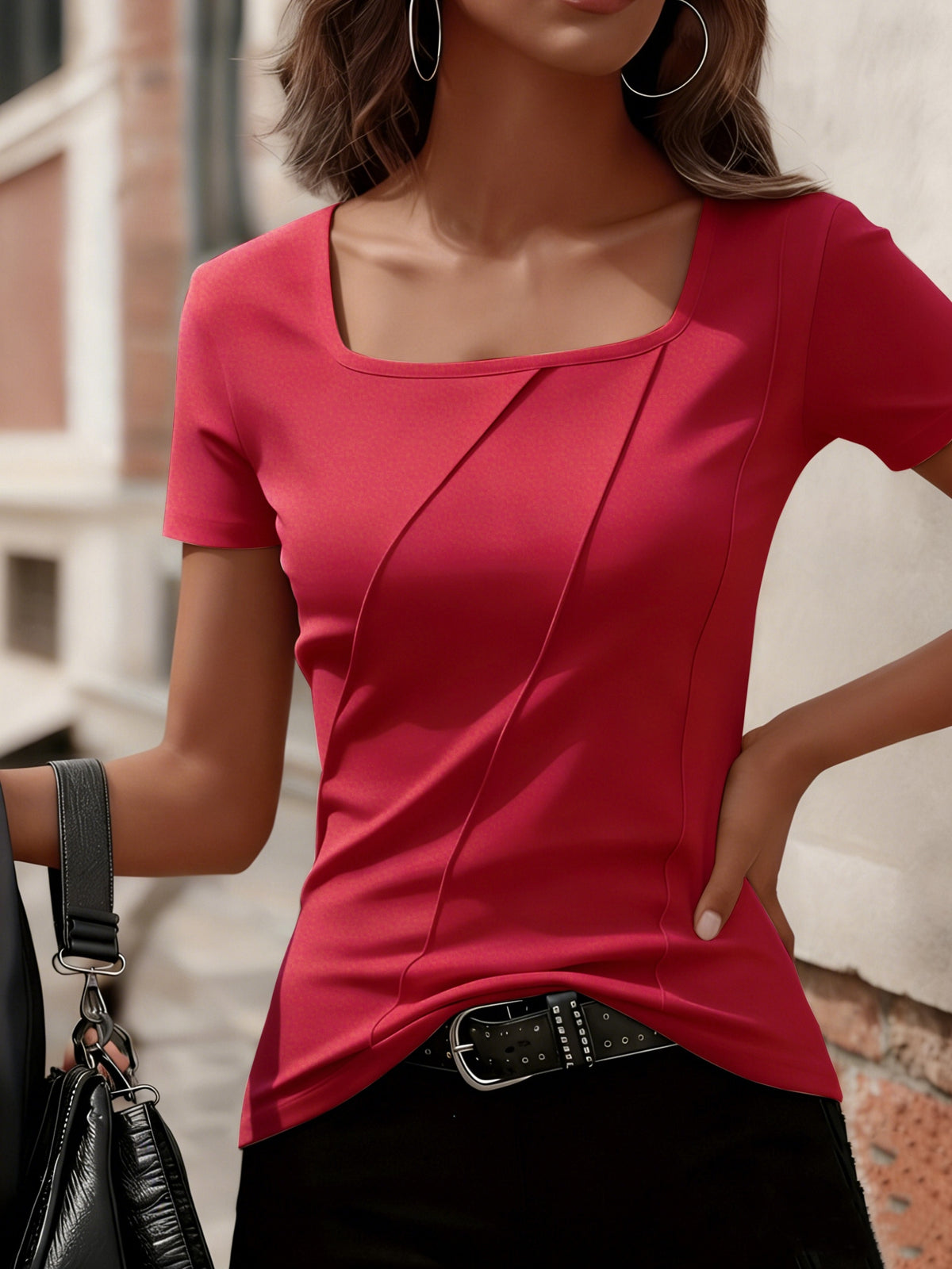 Top grande taille, coupe oversize, manches courtes, visuel produit