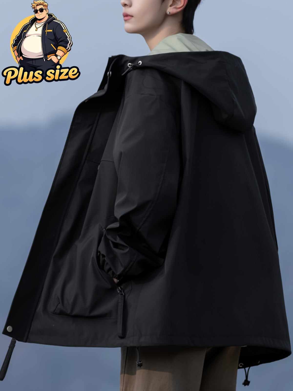 Veste grande taille, coupe ample, poches pratiques, coupe-vent, autre coloris