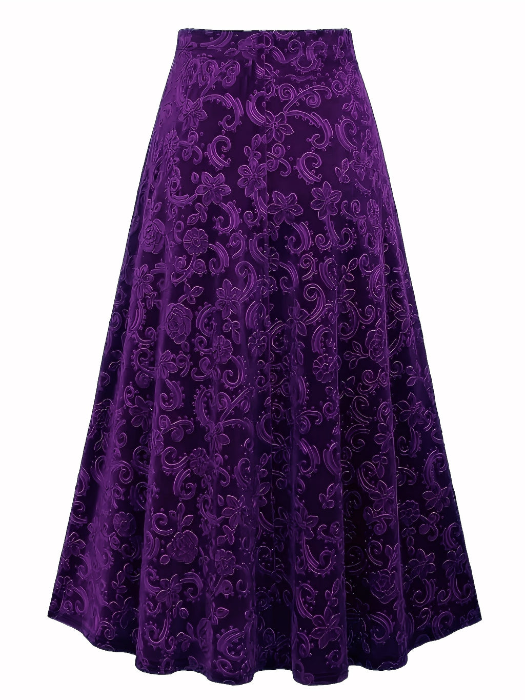 Jupe grande taille à imprimé fleuri, coupe droite, esprit décontracté, vue de profil