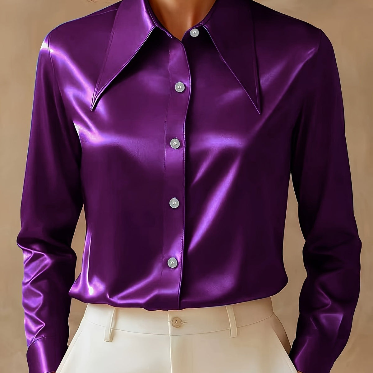 Blouse grande taille en satin, tombé fluide — composition : 100% Polyester