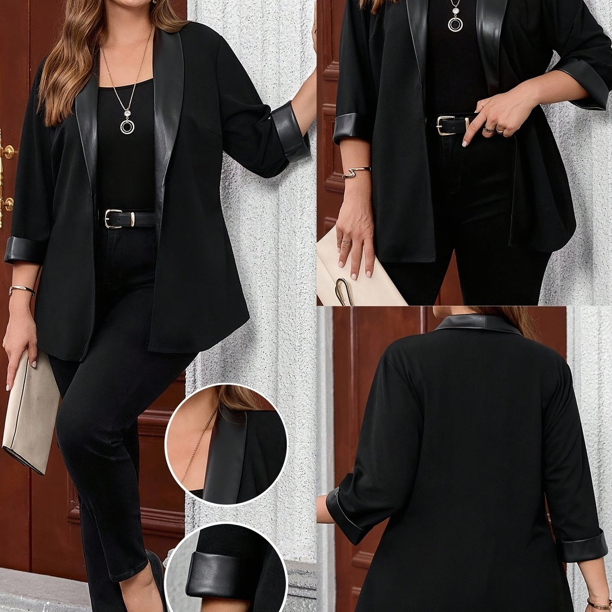 Blazer grande taille, color block — composition : 100% Polyester Image