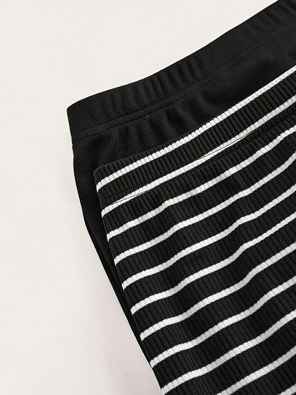 Ensemble grande taille à rayures, tissu opaque