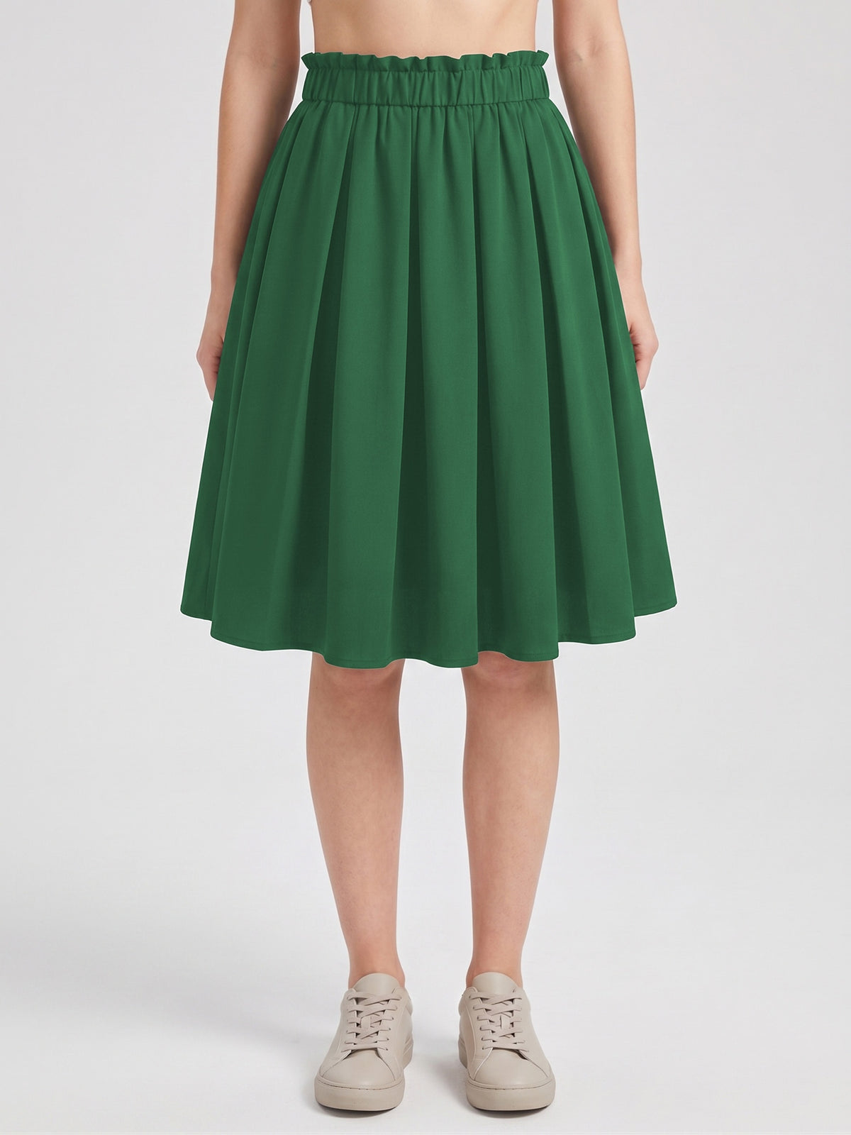 Jupe grande taille, plissés, détail du tissu