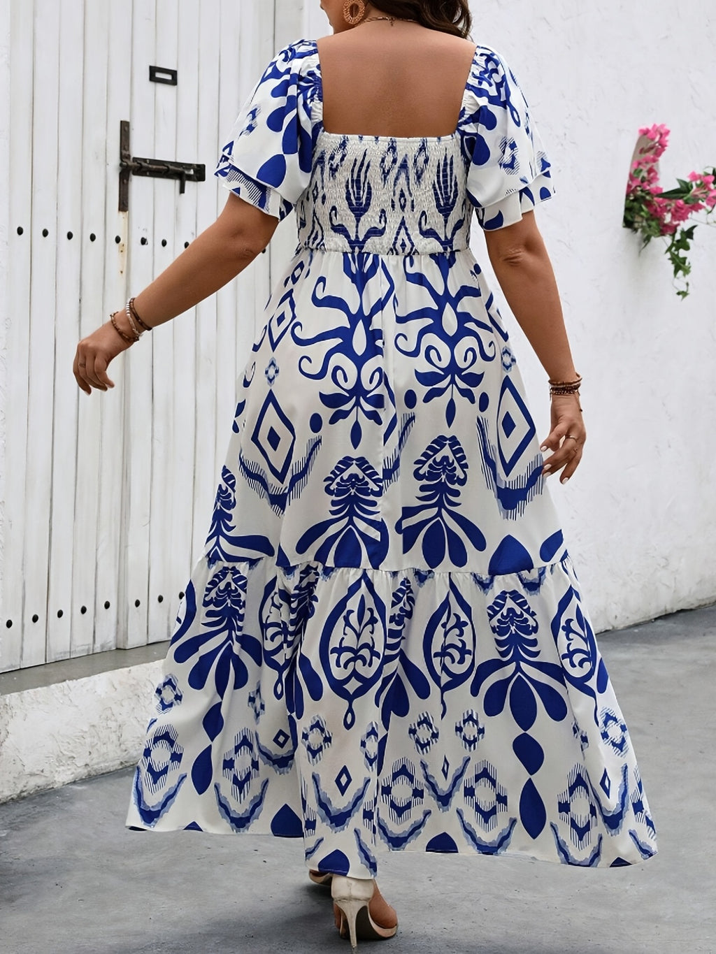 Robe longue grande taille, sapin à motif cachemire