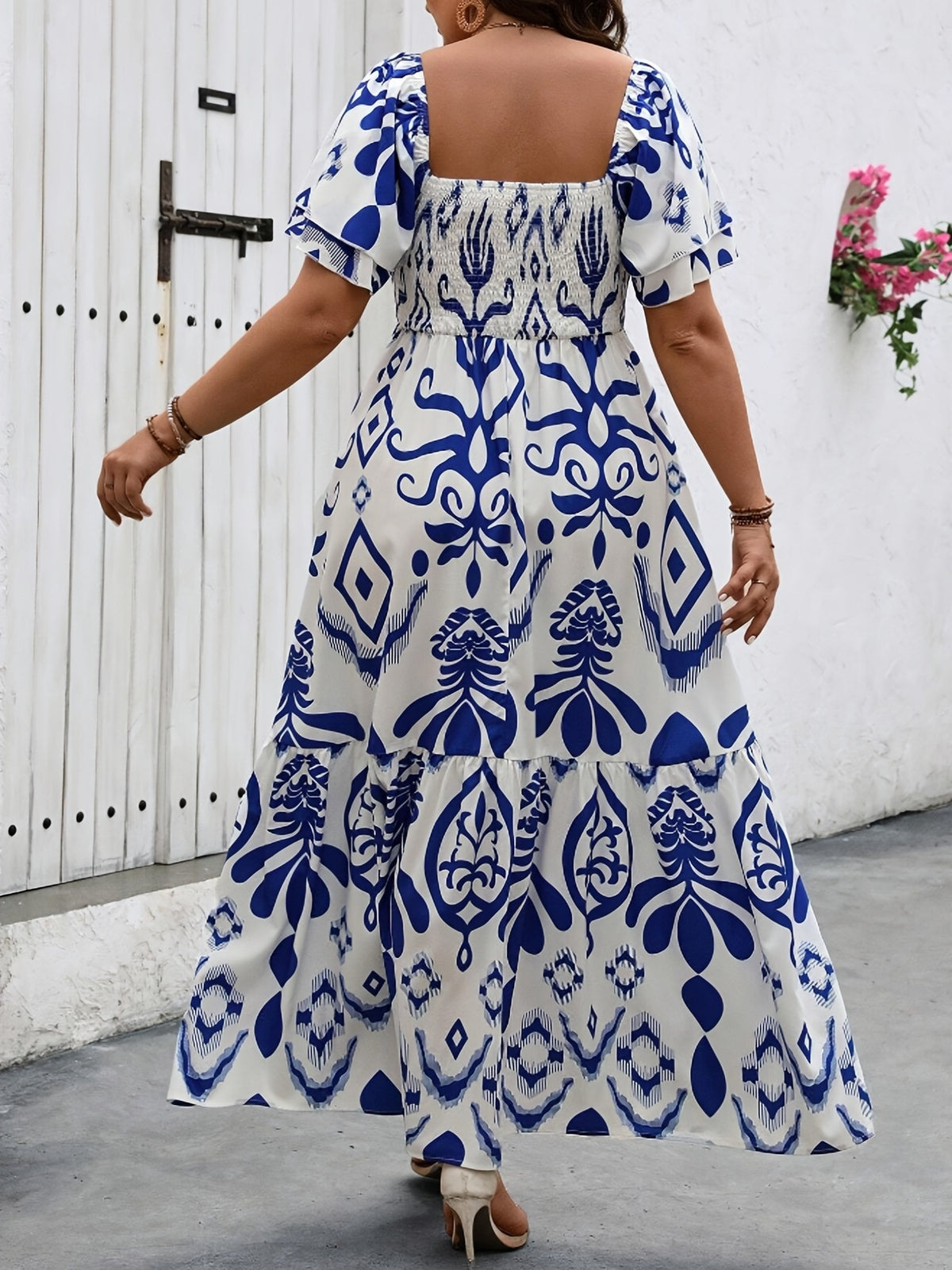 Robe longue grande taille, sapin à motif cachemire