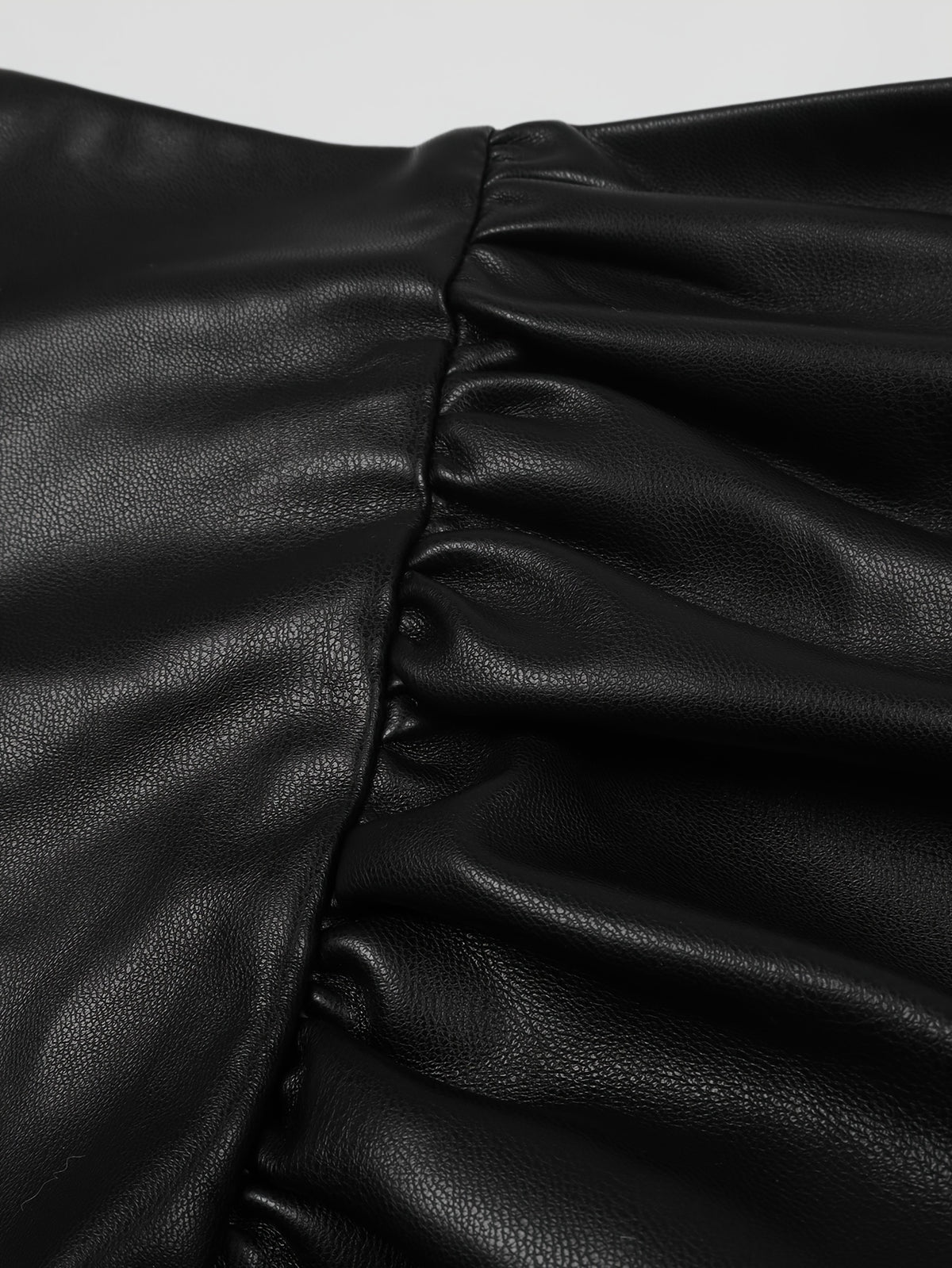Jupe grande taille en cuir synthétique, longueur midi, allure cuir, tissu opaque