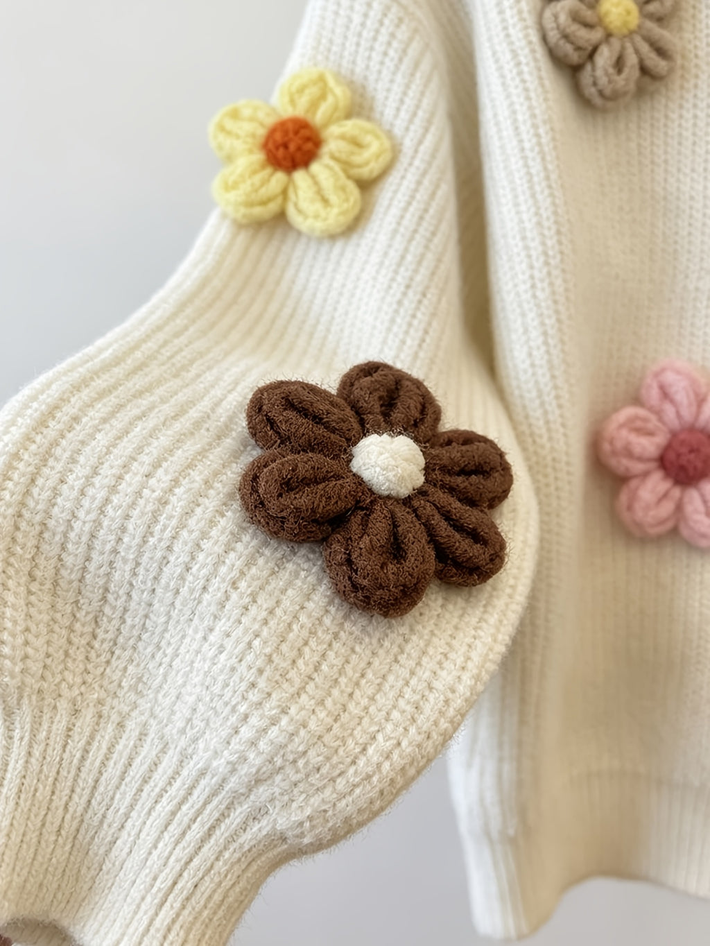 Cardigan grande taille à imprimé fleuri, manches longues, chaleur d'hiver, vu de dos