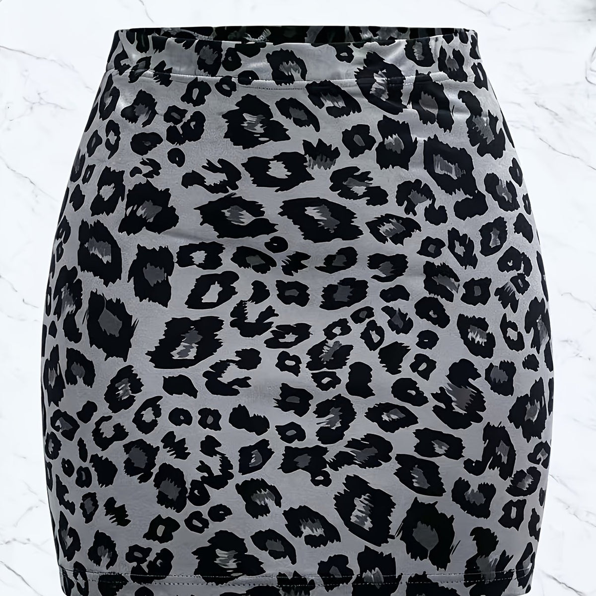 Jupe grande taille à imprimé léopard, allure élégante — matière : polyester