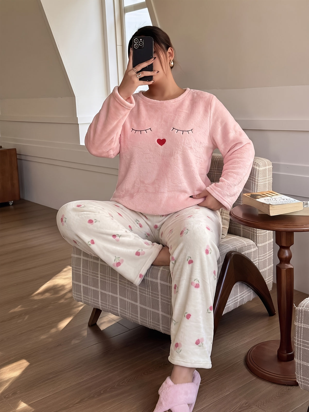 Pyjama grande taille, coupe ample, manches longues, chaleur d'hiver, tissu opaque