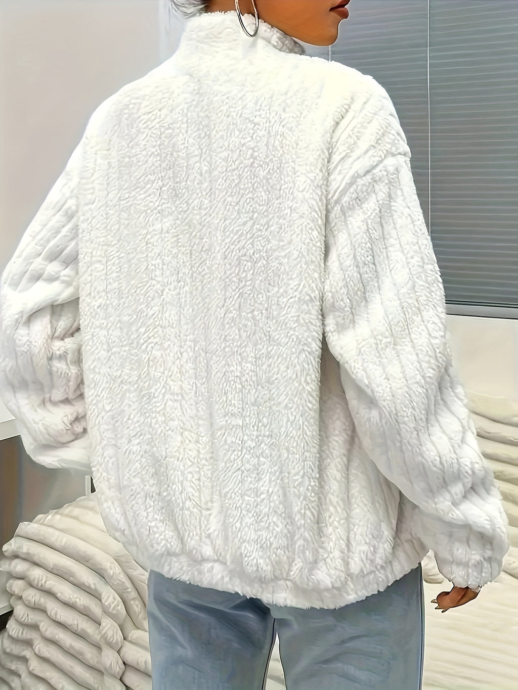 Veste grande taille, doublure, porté de face