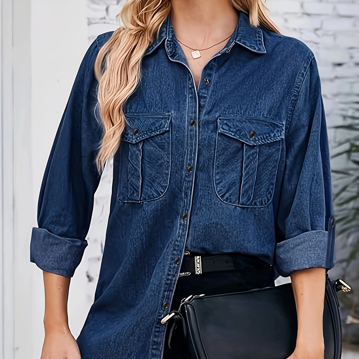 Veste grande taille, coupe oversize, poches pratiques, tombé fluide — matière : viscose Image