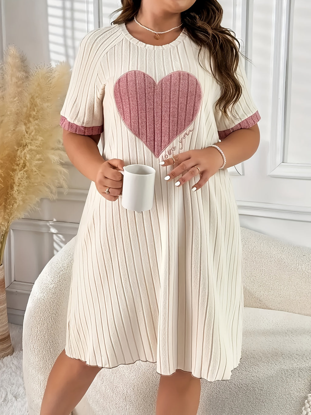 Chemise de grande taille, lot de 2 à cœur appliqué