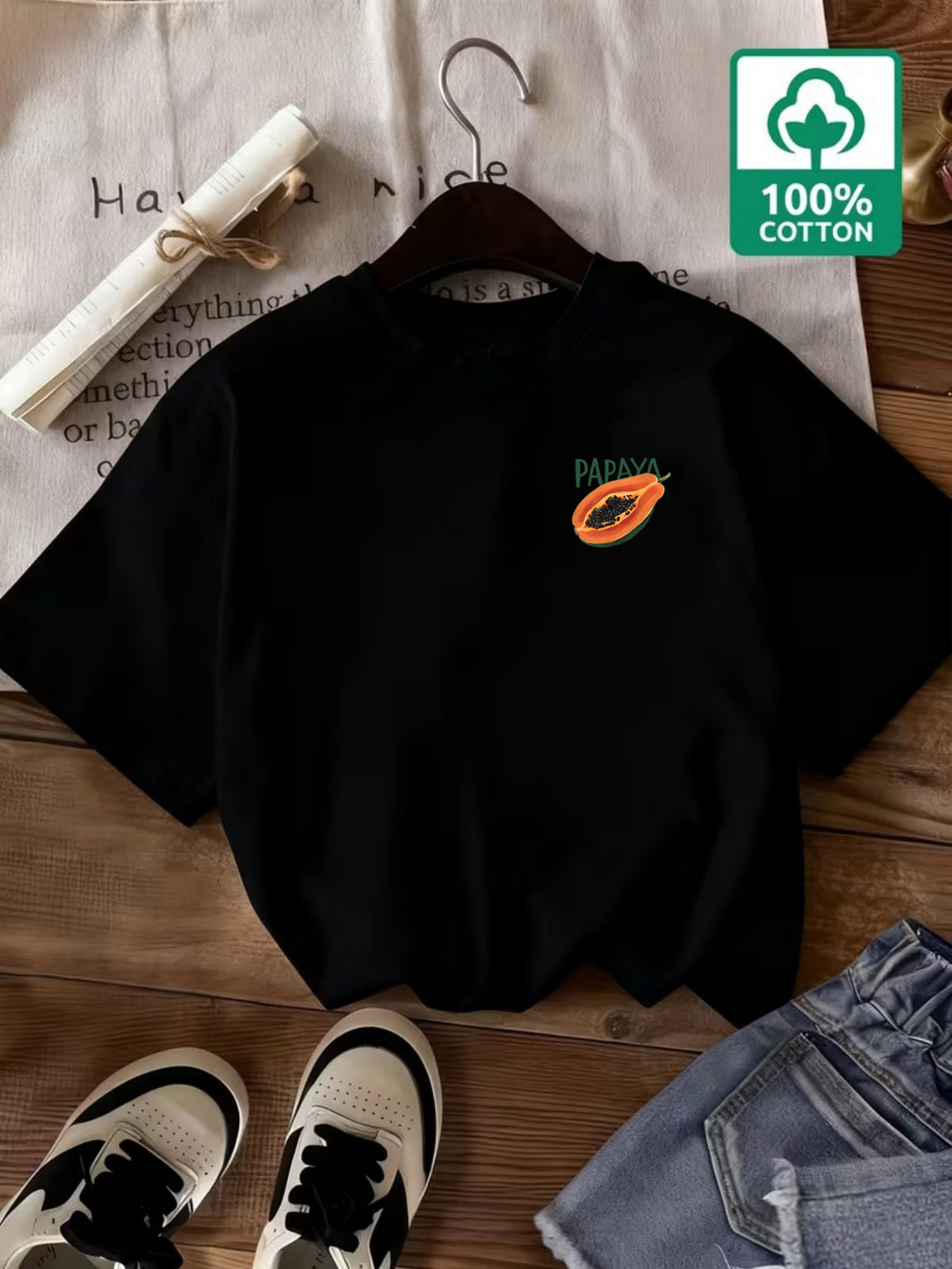 T-shirt grande taille, col rond, manches courtes, toucher naturel, porté de face