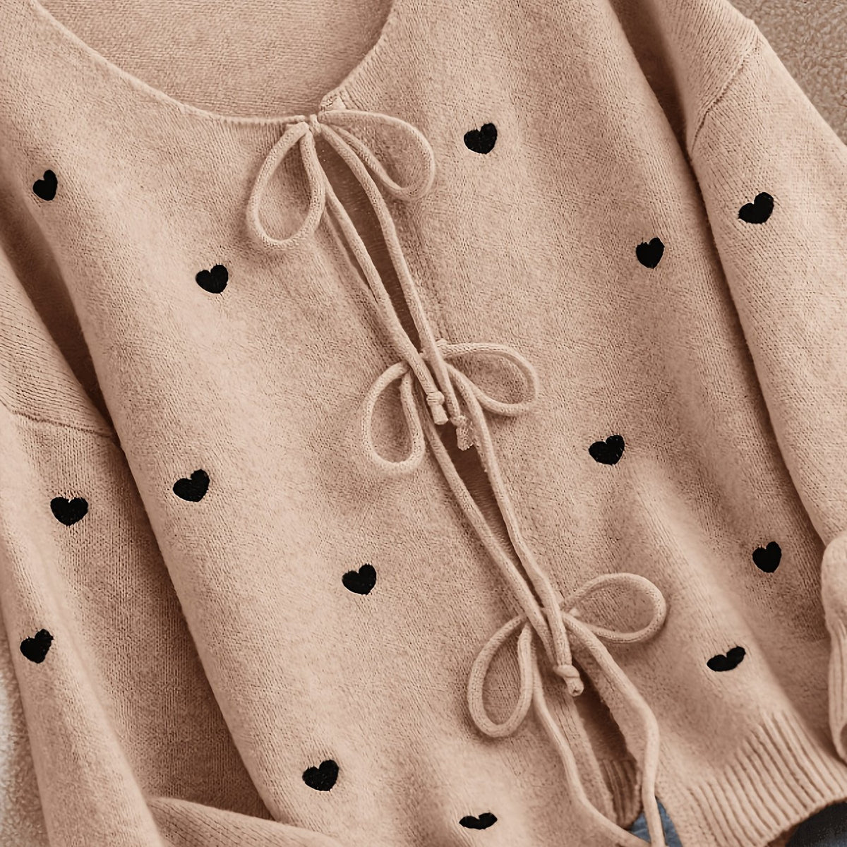 Cardigan grande taille à rayures, coupe oversize, col rond, cordon de serrage — matière : polyester