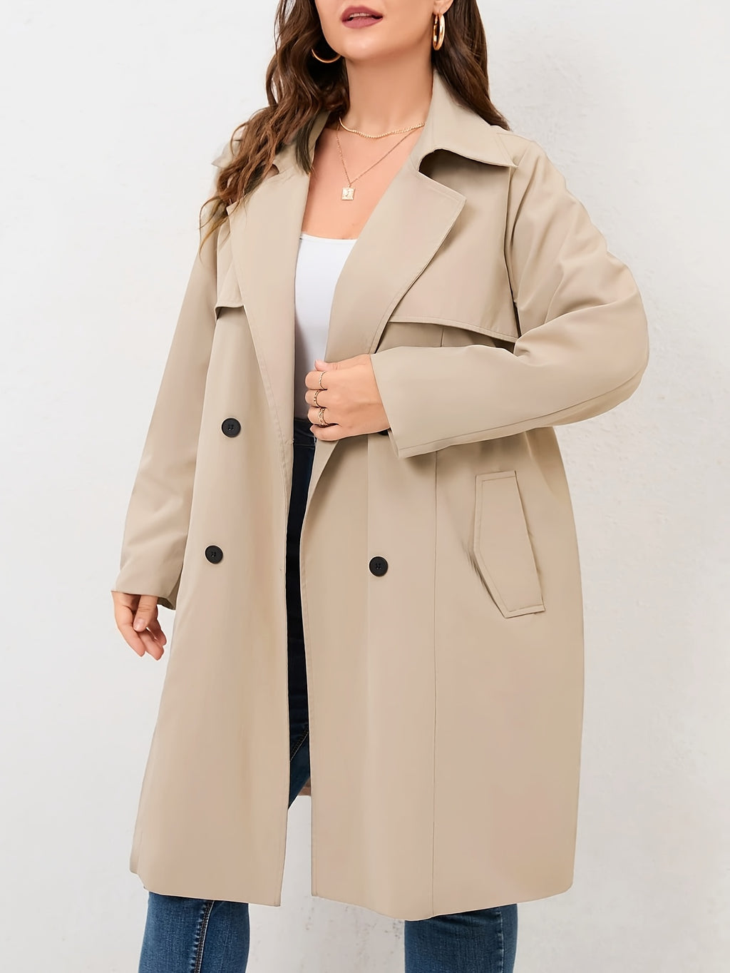 Trench grande taille, longueur midi, ceinture assortie, visuel produit