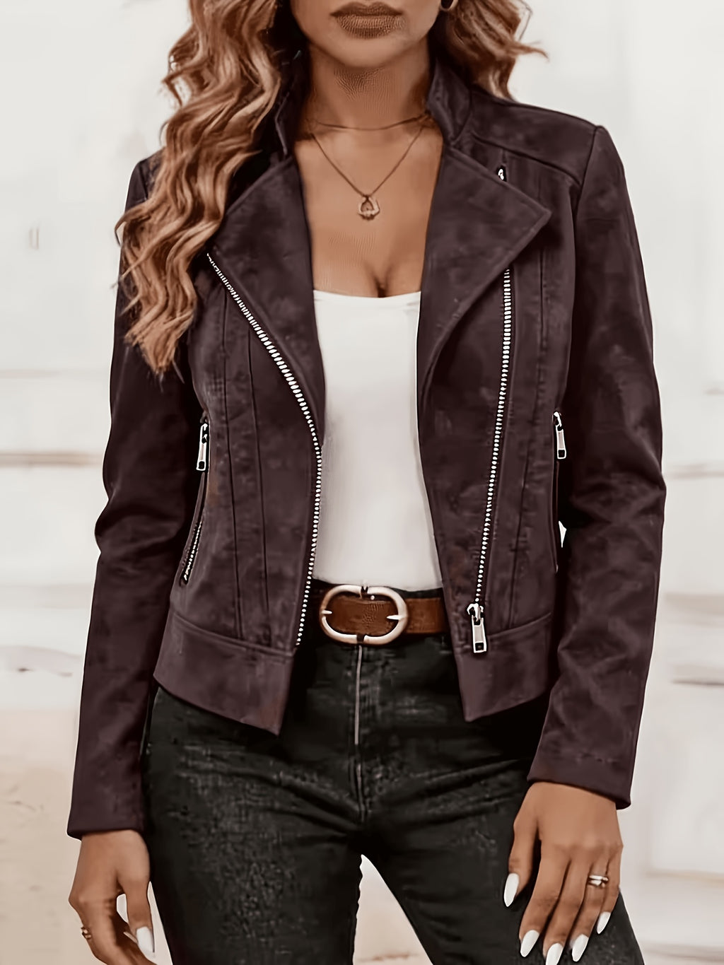 Manteau grande taille, coupe oversize, fermeture zippée, autre coloris