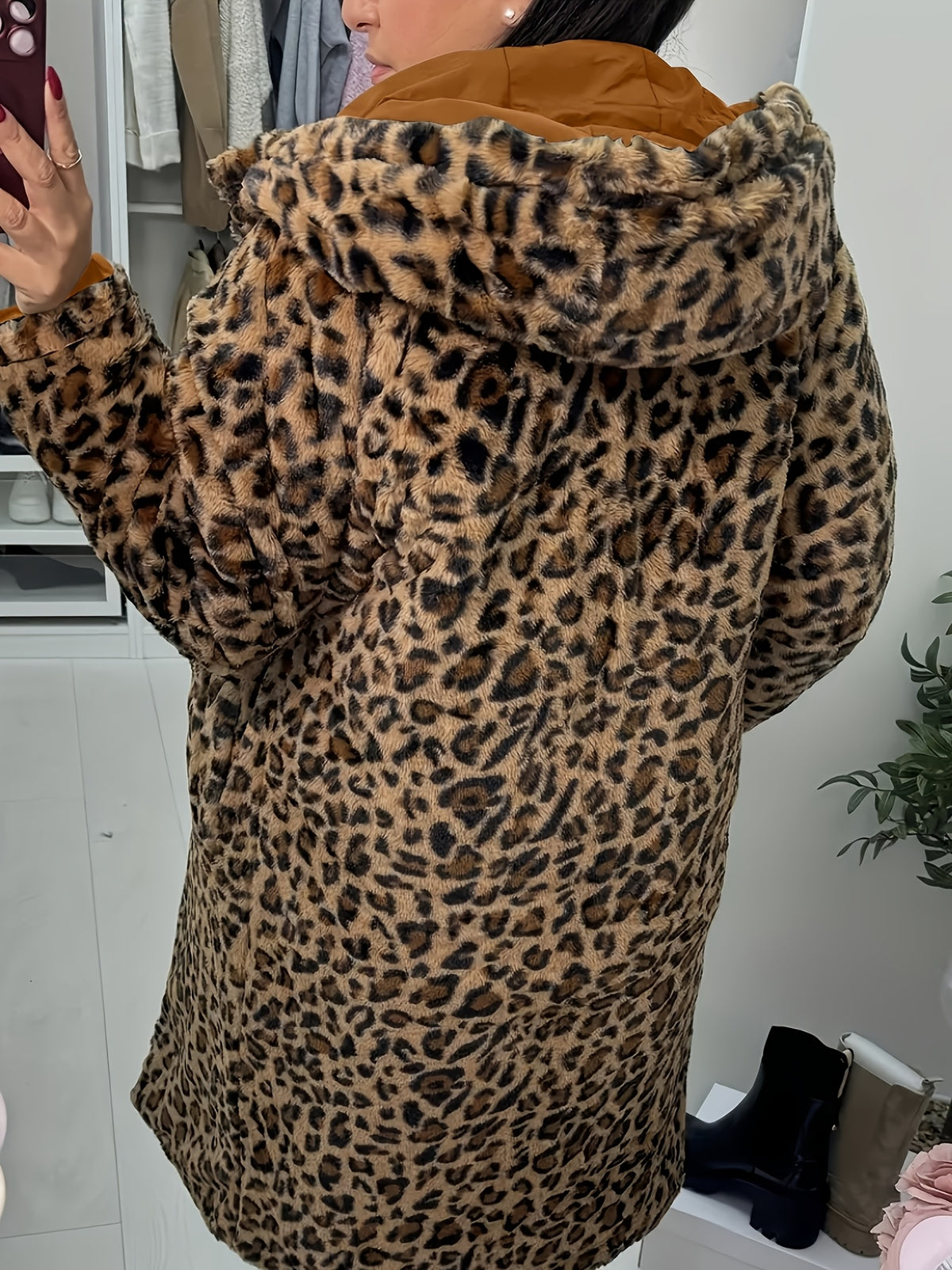 Manteau grande taille à imprimé léopard, chaleur d'hiver, matelassé, visuel produit