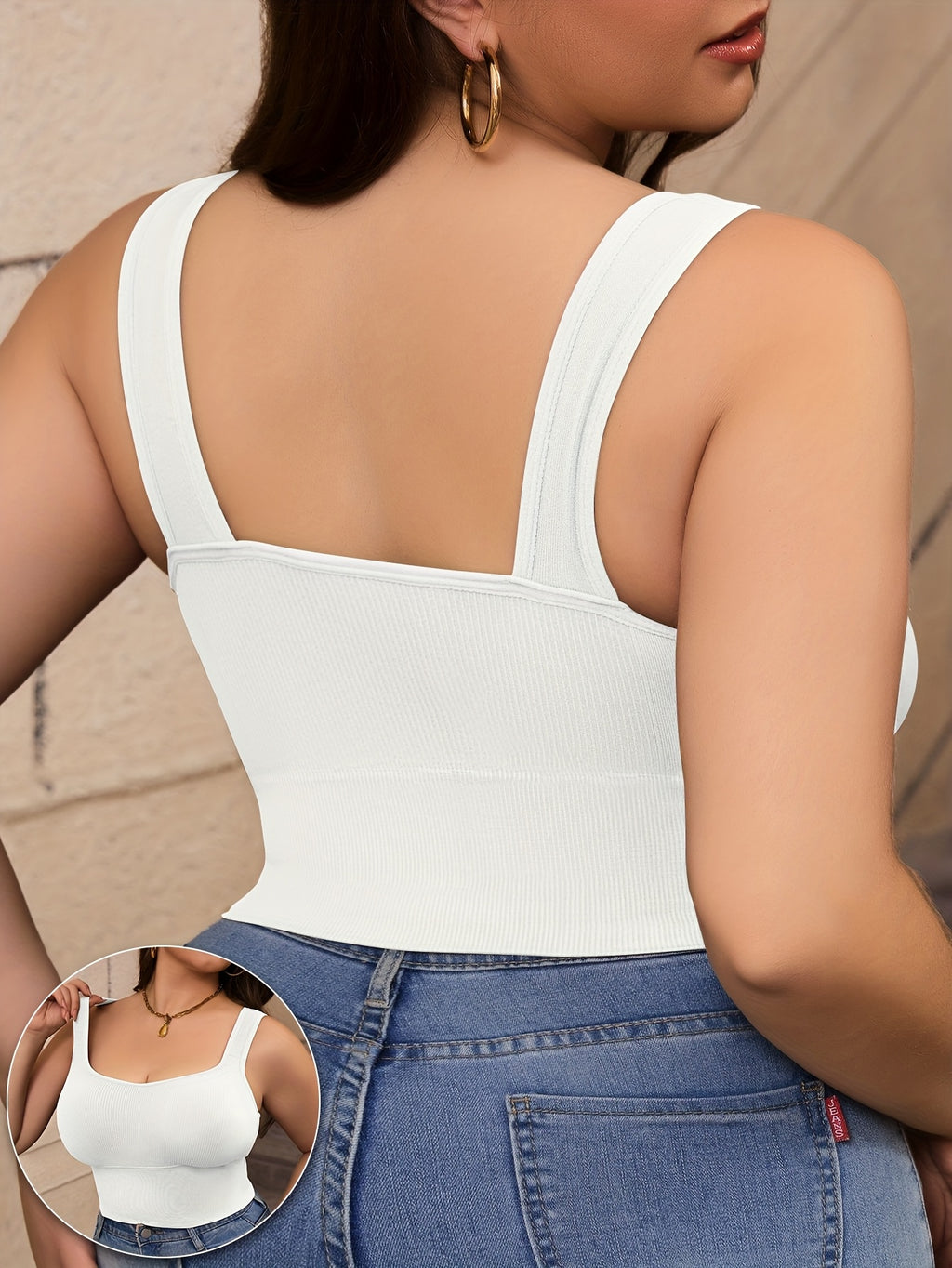 Débardeur à soutien-gorge intégré grande taille — Maille côtelée