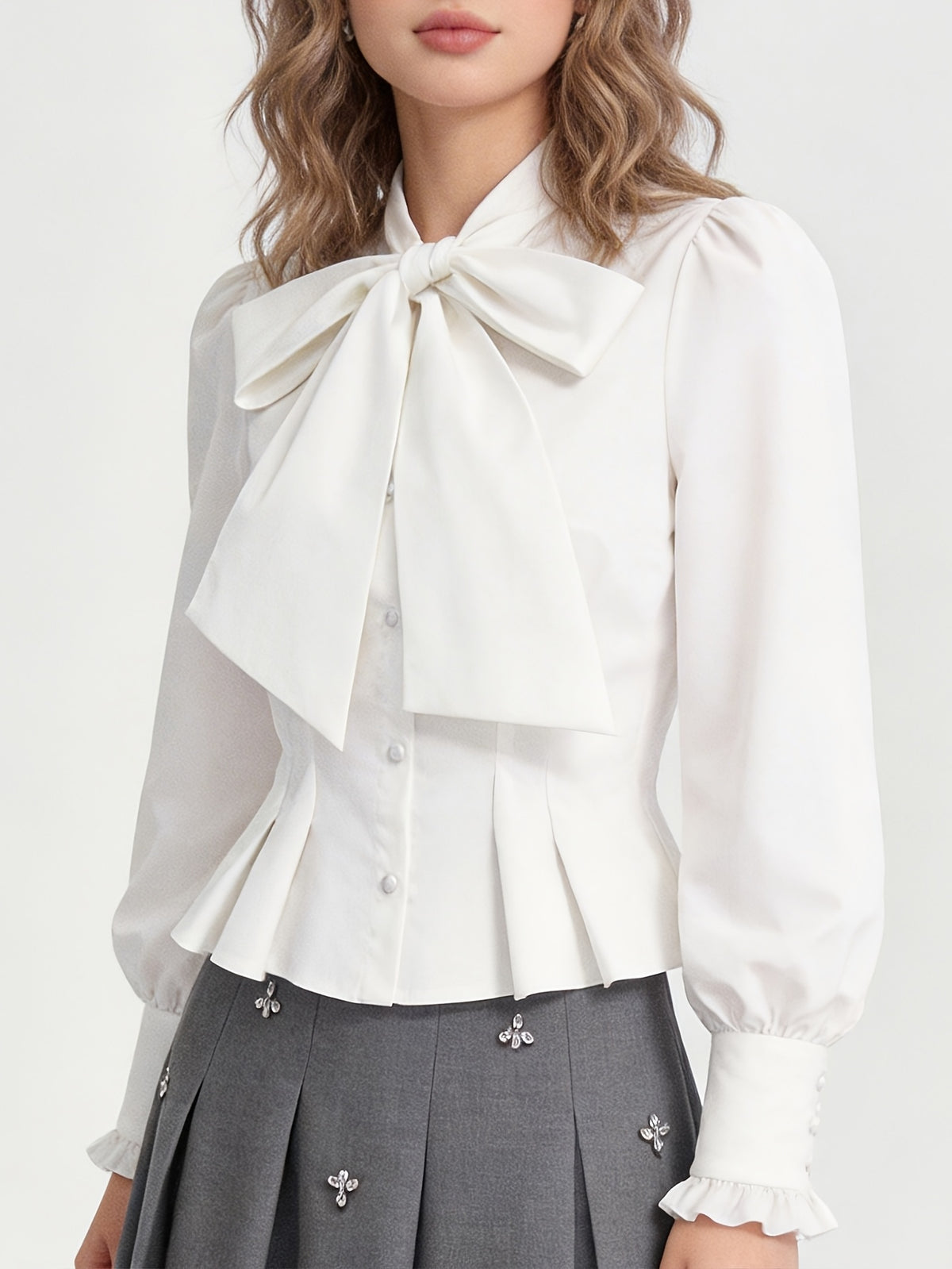Chemisier grande taille, coupe ajustée, volants — composition : 100% Polyester