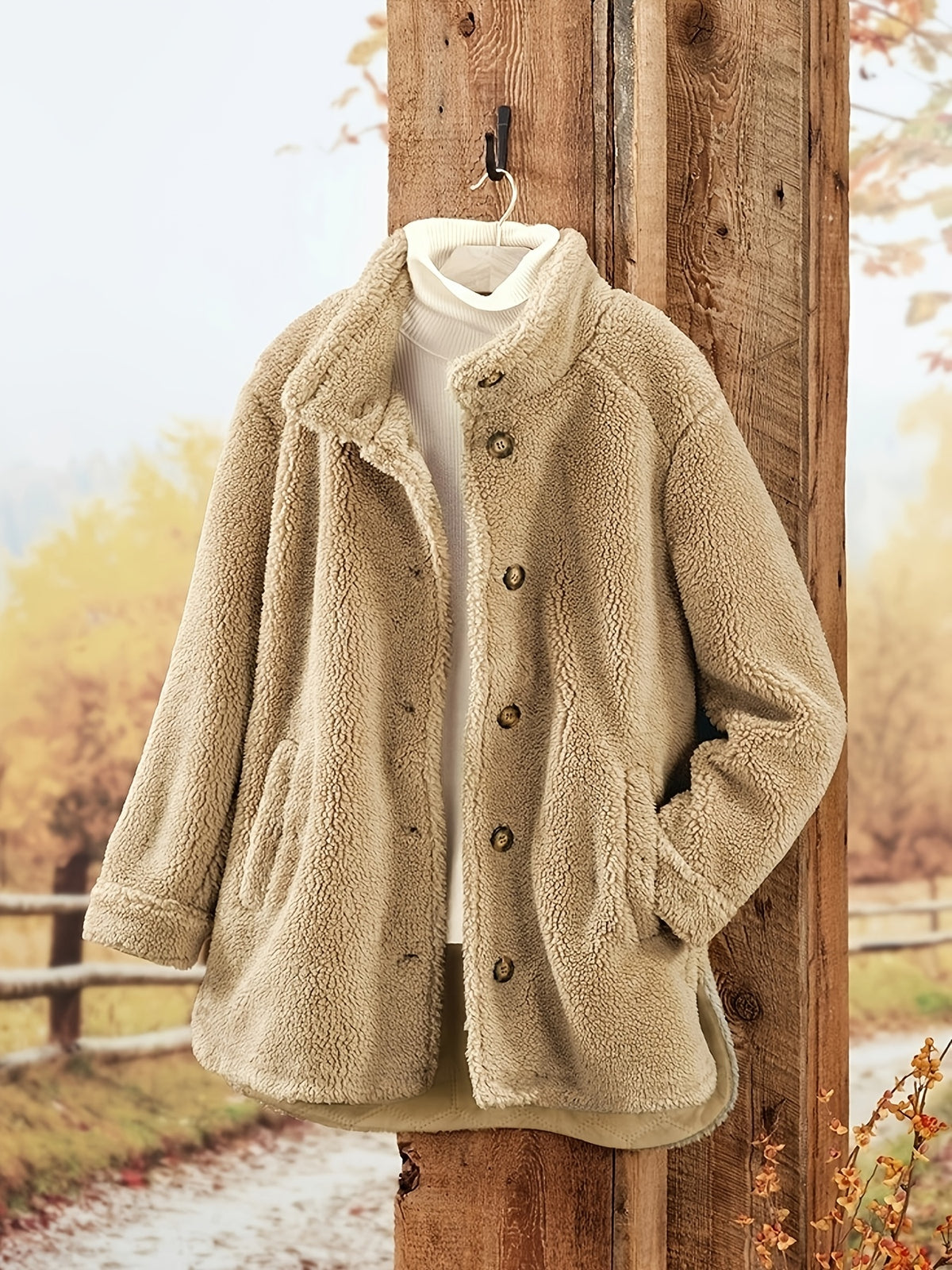 Manteau grande taille, coupe ample, capuche, manches longues Image