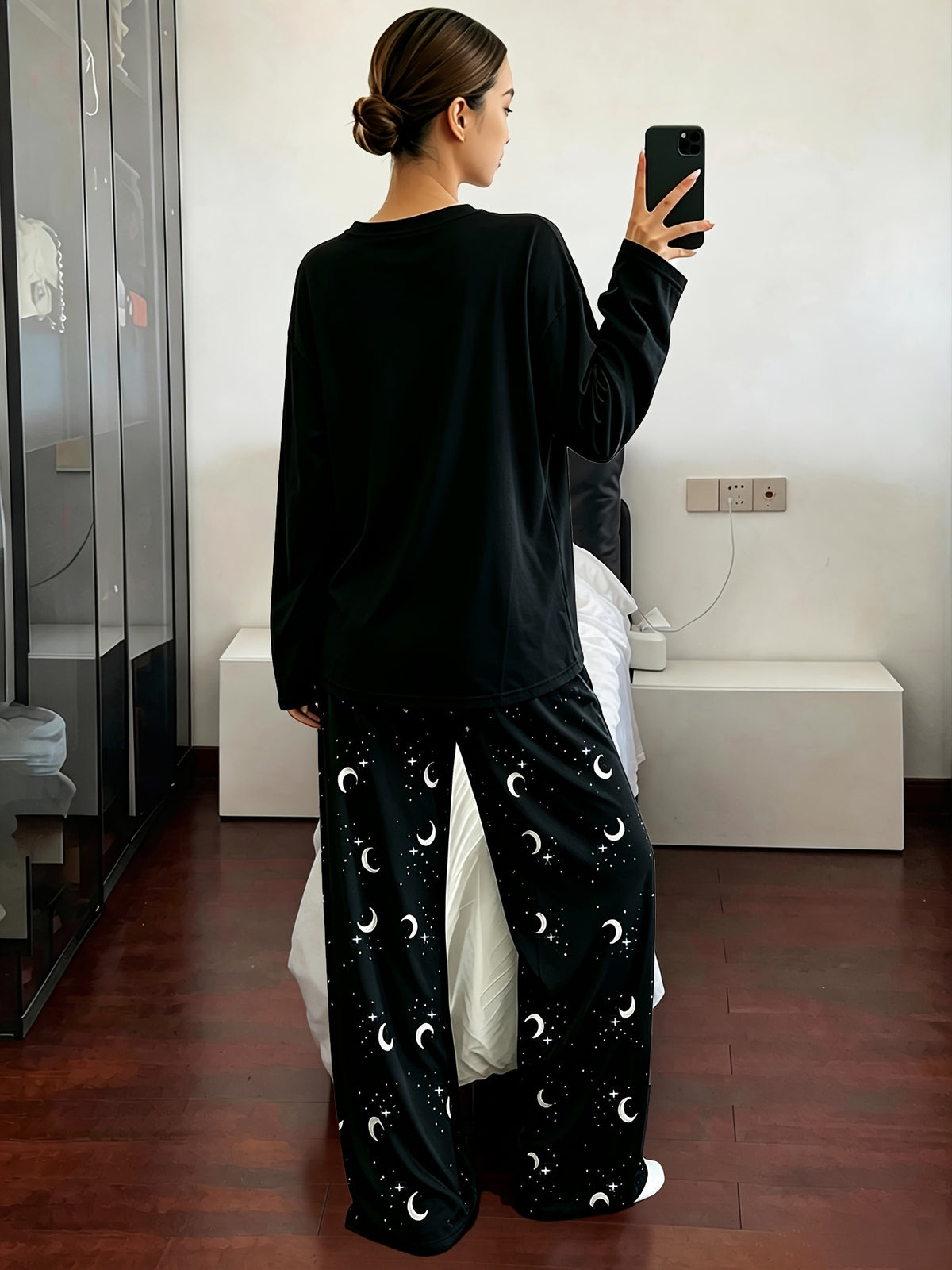 Pyjama grande taille, esprit décontracté, tissu opaque