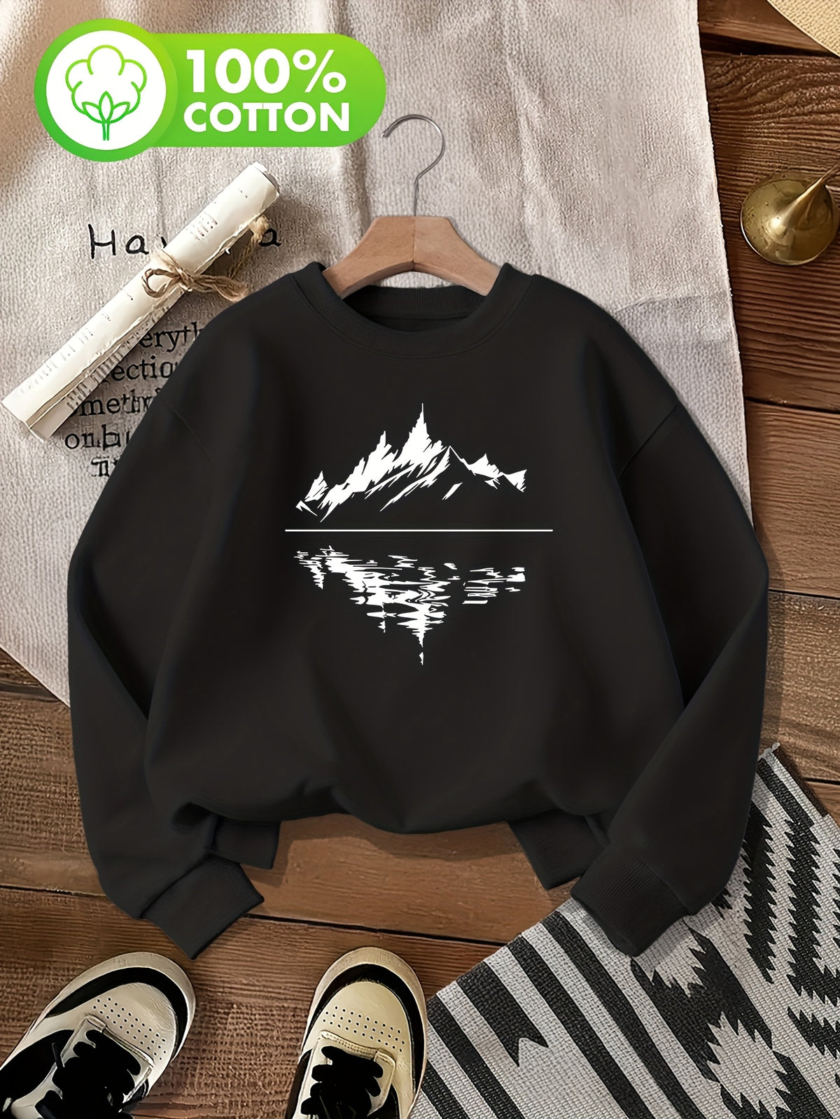 Pull grande taille, col rond, toucher naturel, chaleur d'hiver, détail du tissu