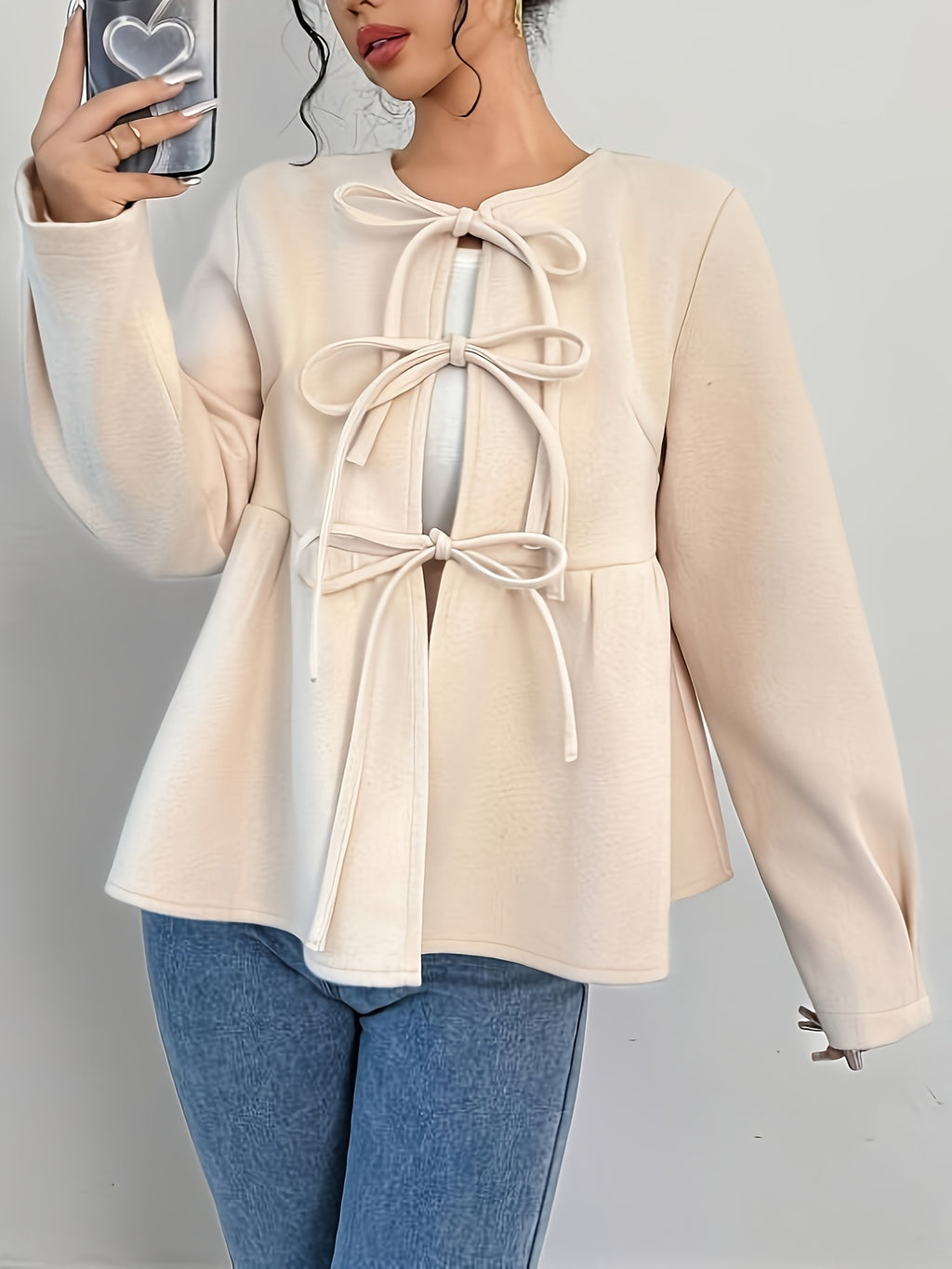 Cardigan grande taille, coupe droite, manches longues