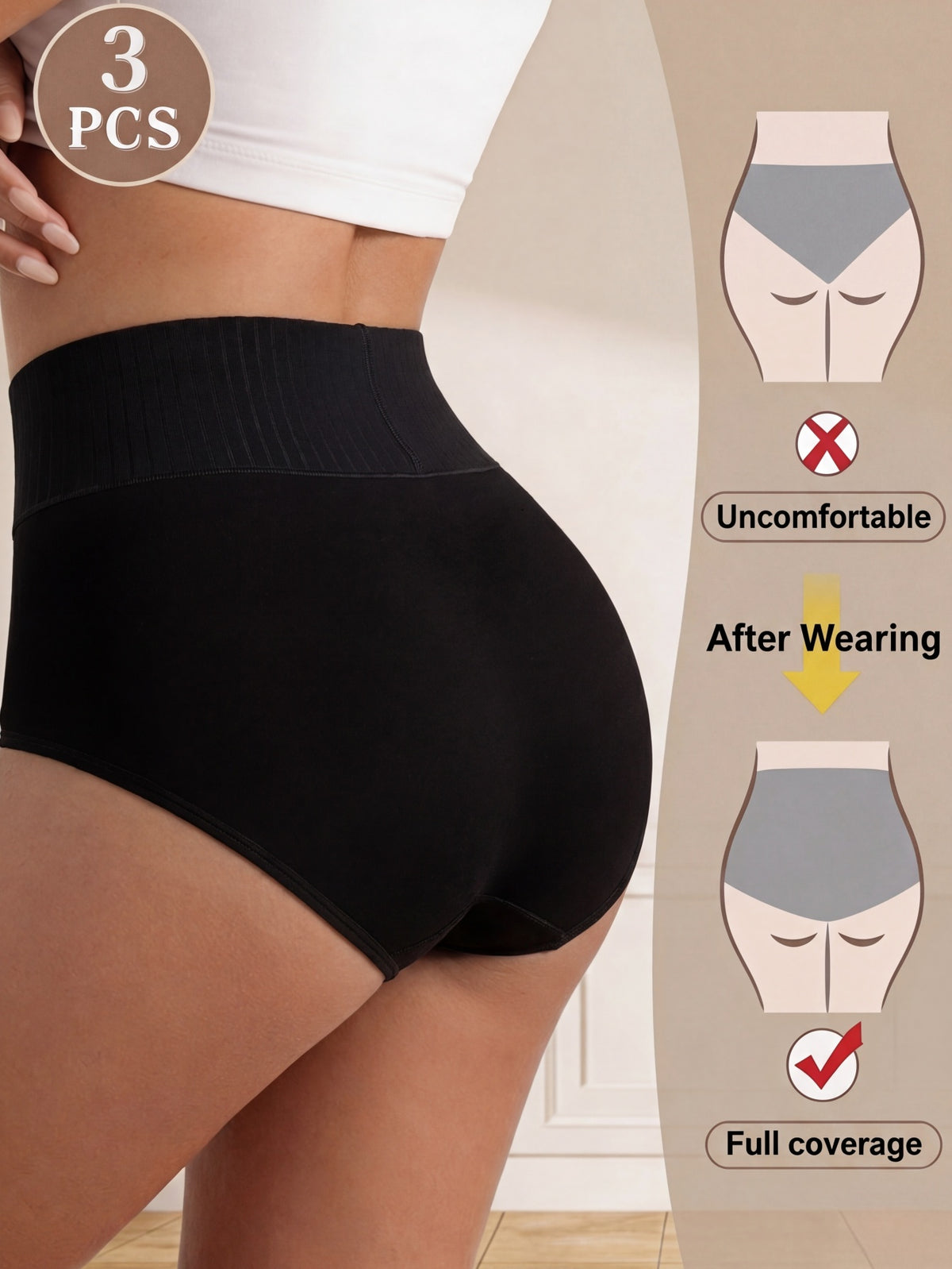 Culotte grande taille, fente, toucher naturel, mise en situation
