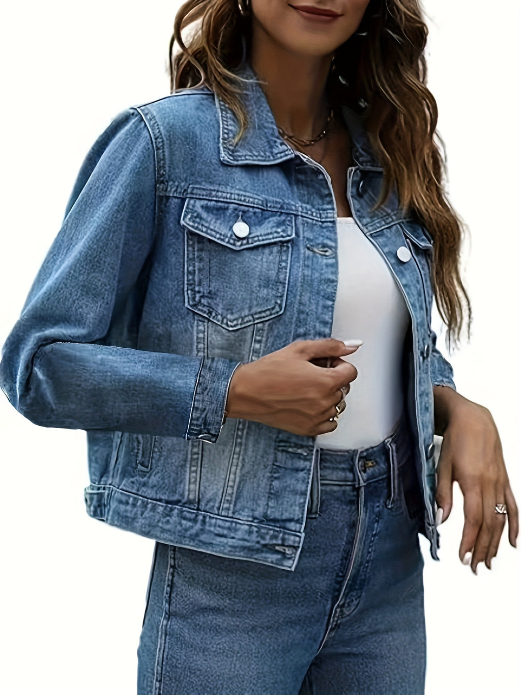 Veste grande taille, coupe ajustée, manches longues, toucher naturel, vu de dos