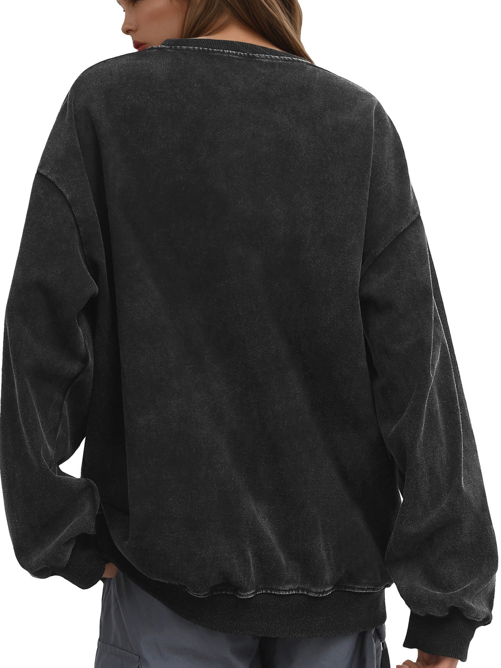 Sweat grande taille, col rond, toucher naturel, chaleur d'hiver, tissu opaque